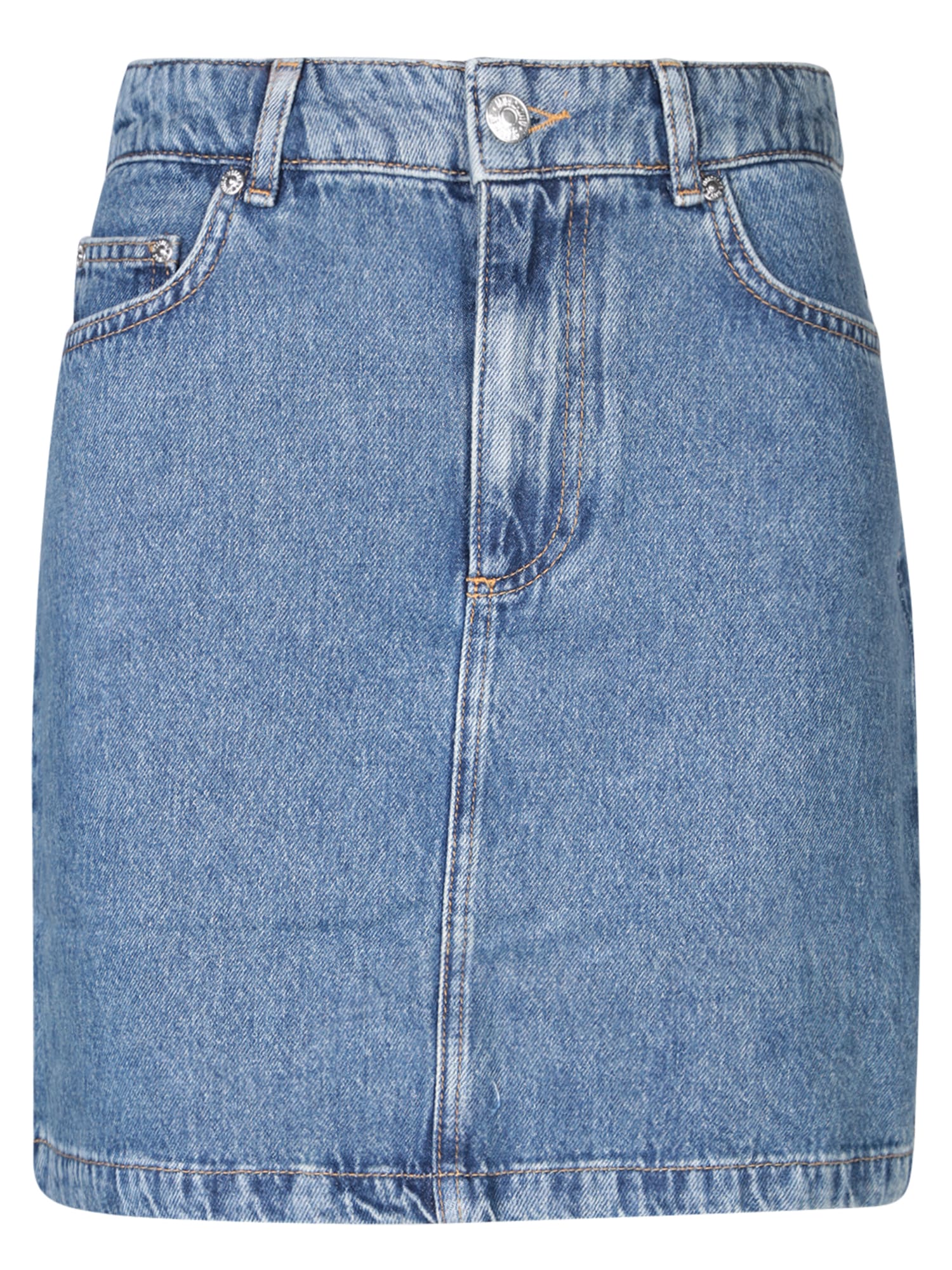 Shop Moschino Blue Denim Mini Skirt