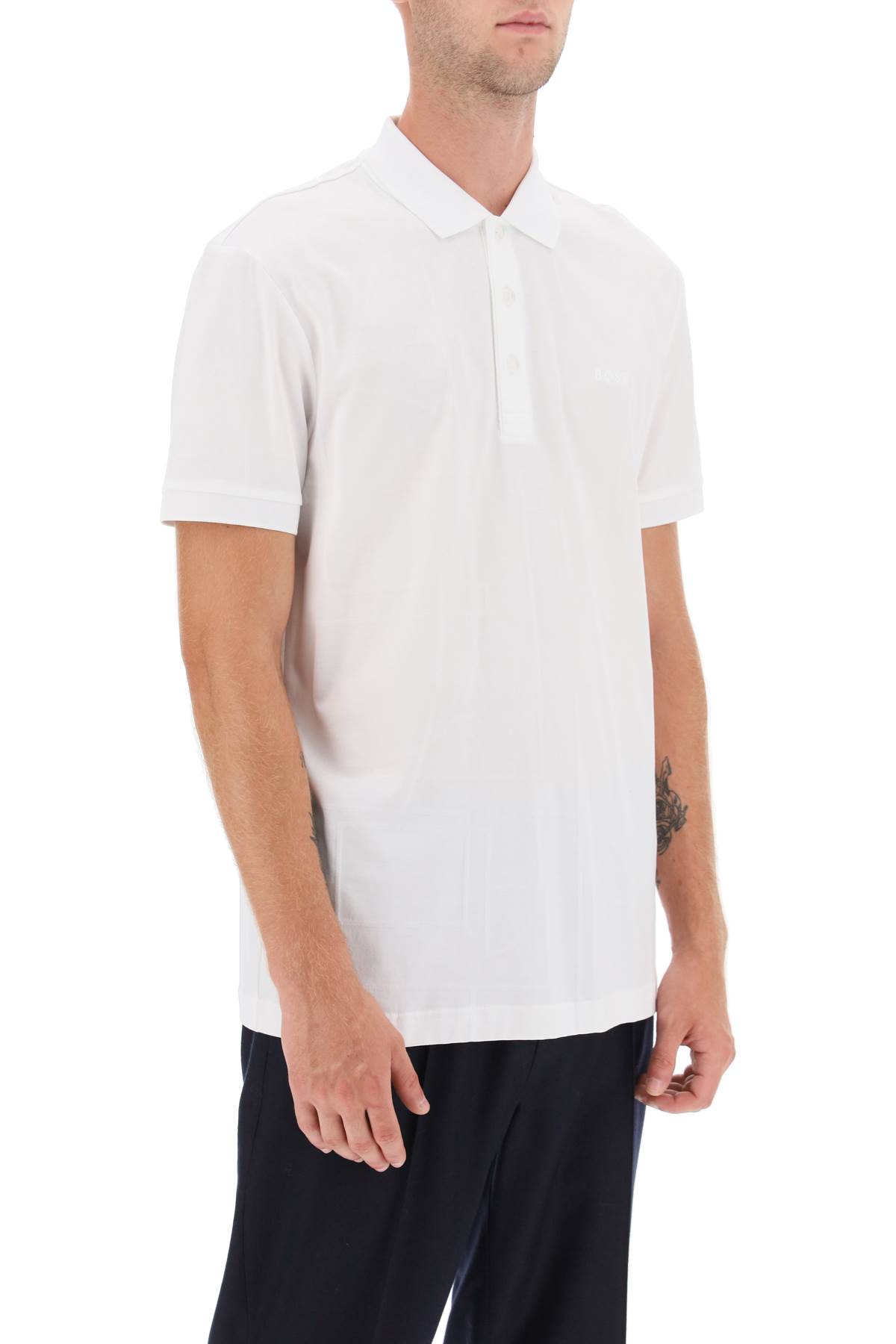 Shop Hugo Boss Regular Fit Jacquard Polo Shirt In White (white)