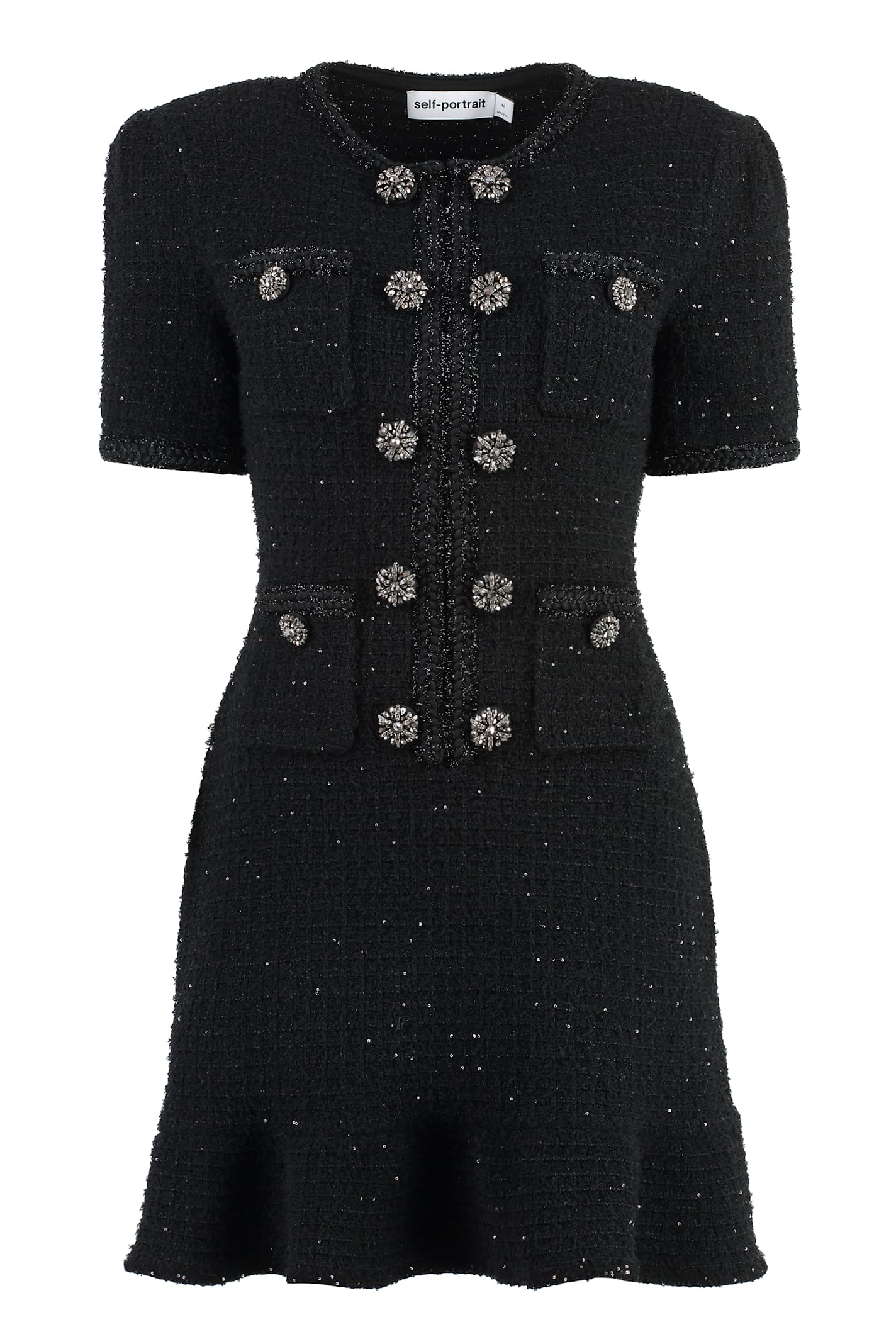 Shop Self-portrait Knitted Dress In Black