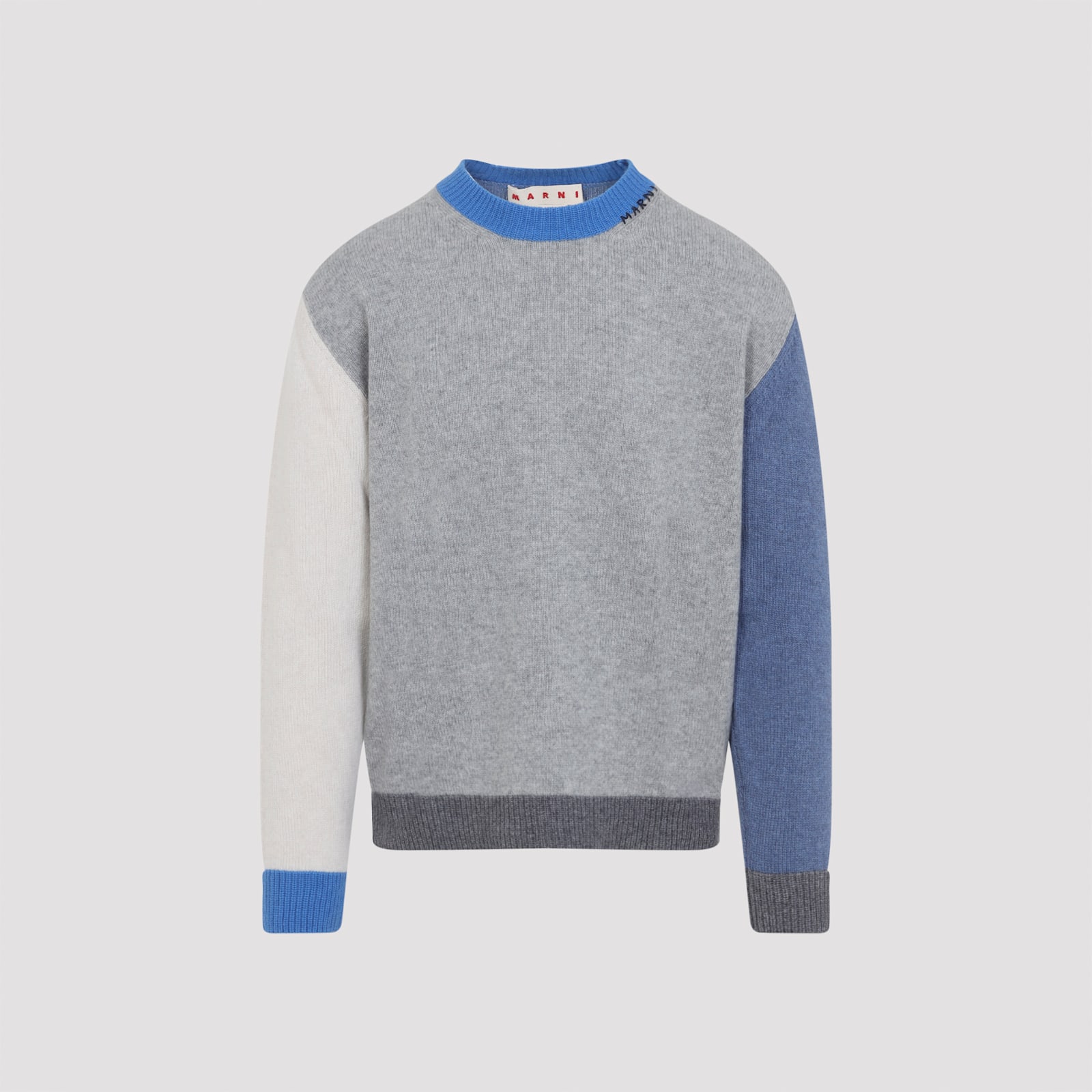 Marni Color-block Metallic Cashmere Sweater In Gray