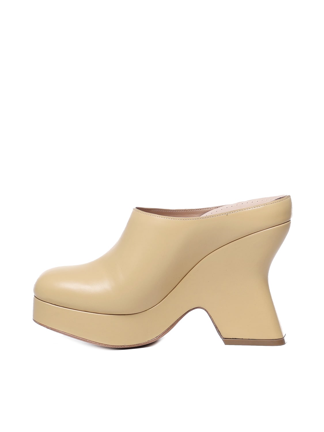 Shop Loewe Terra Wedge Clogs In Calfskin In Medium Concealer