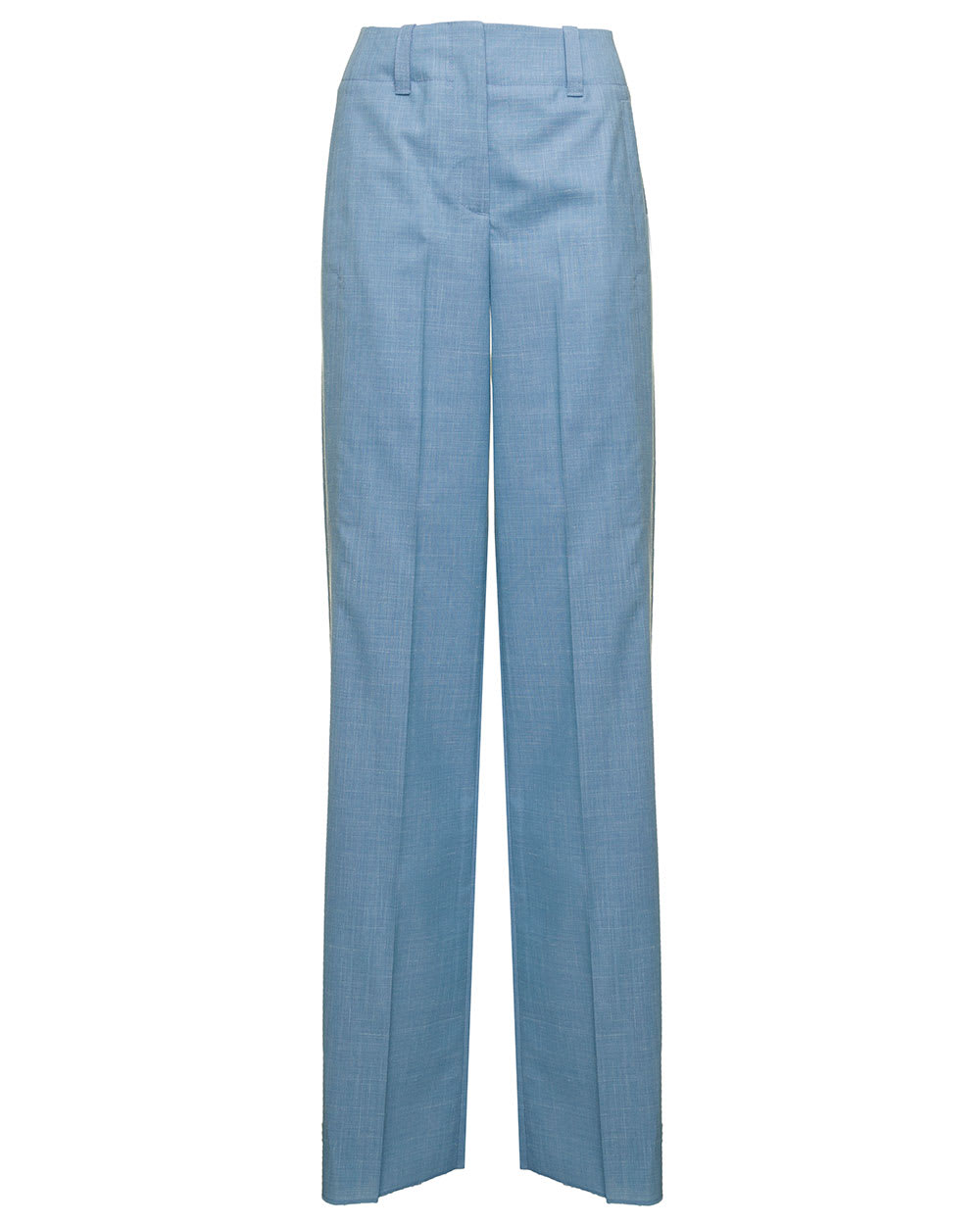 The Seafarer Seafarer Womans Michelle Light Blue Palazzo Wool And Linen Trousers