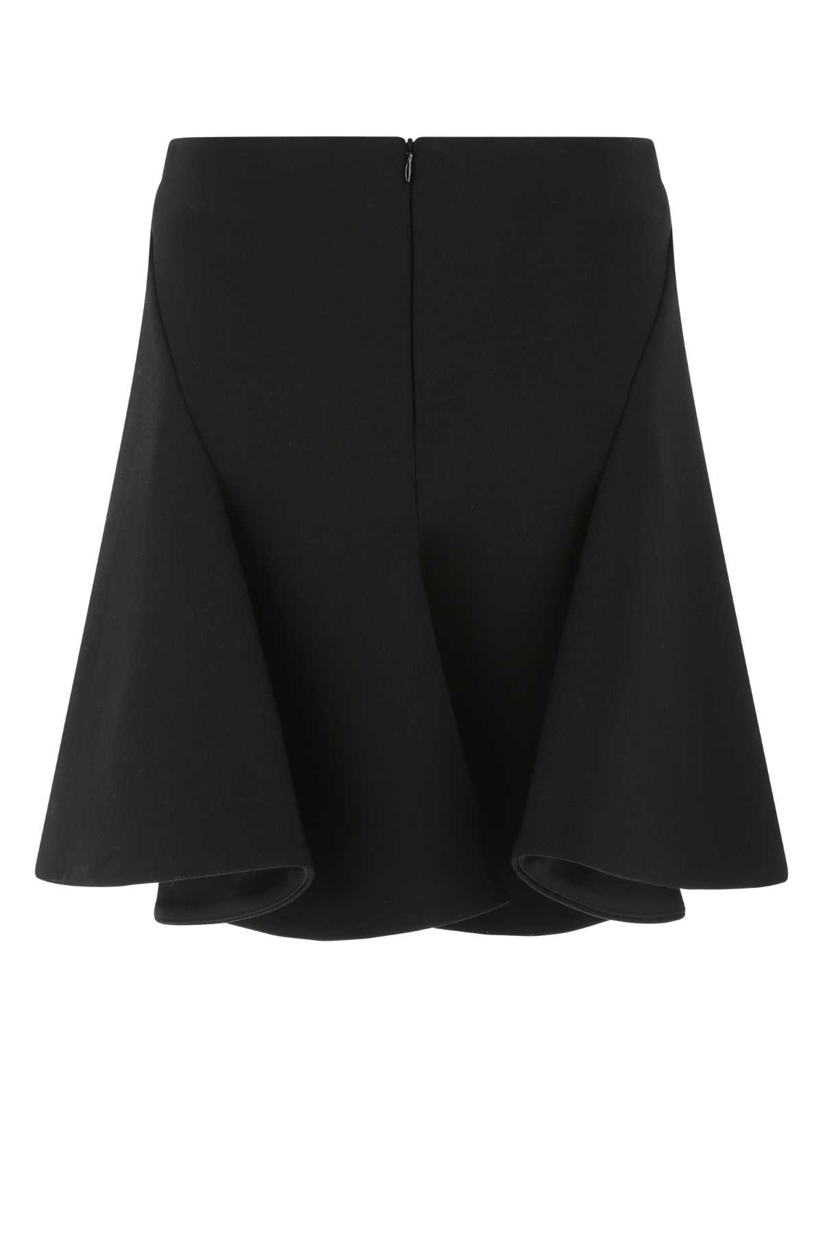 Shop Bottega Veneta Black Stretch Wool Blend Mini Skirt In 1000