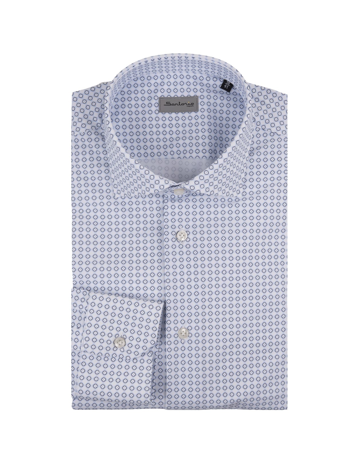 Shop Sartorio Napoli White Shirt With Blue Pattern