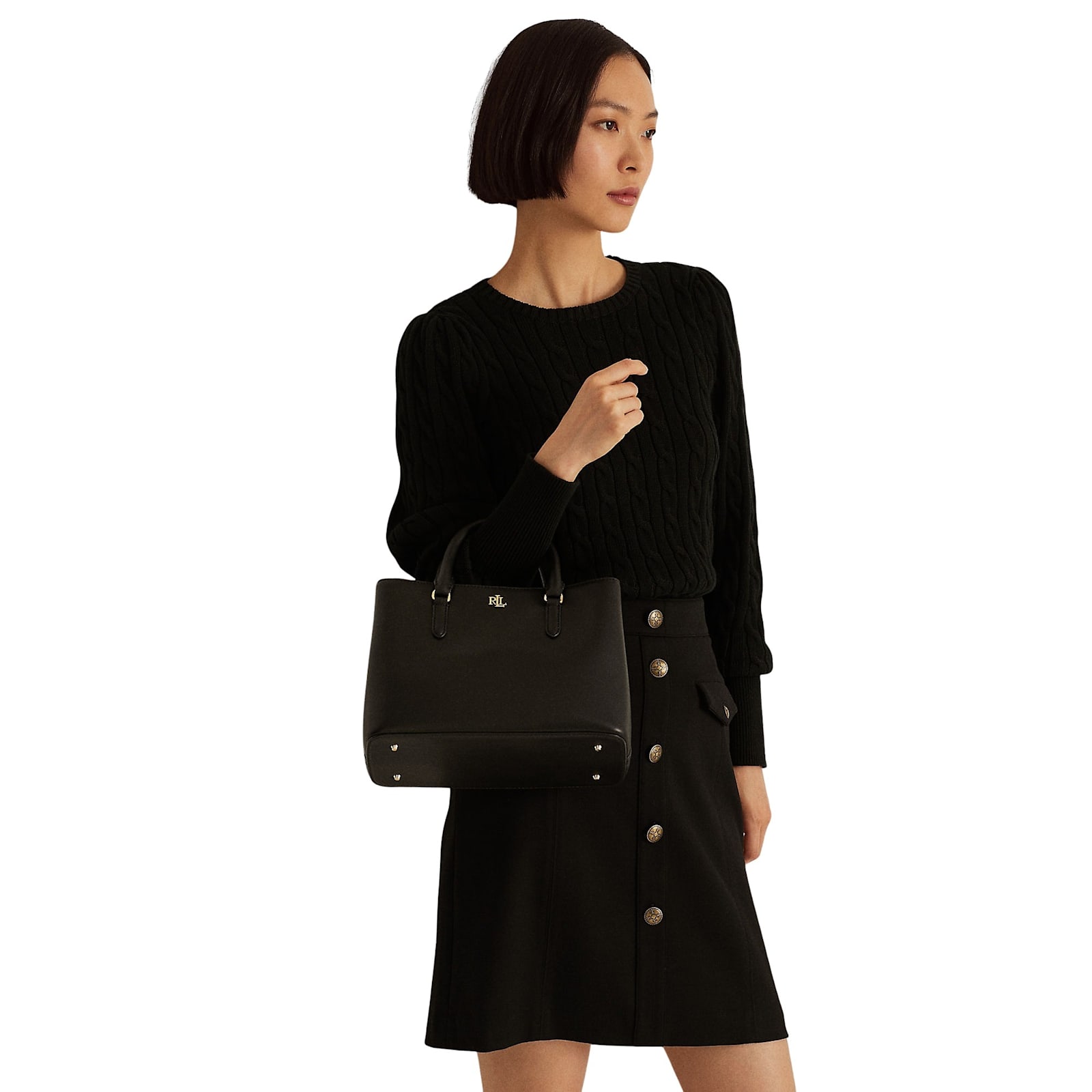 Ralph Lauren Marcy 26 Satchel Small In Black