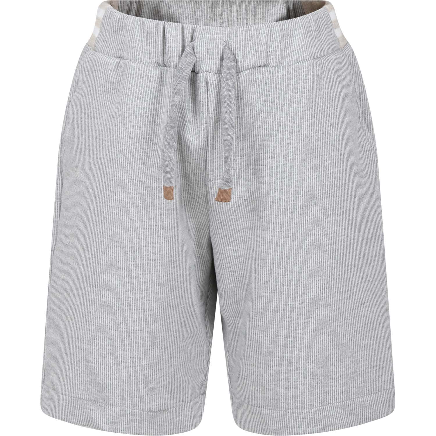 Shop Eleventy Grey Shorts For Boy With Logo