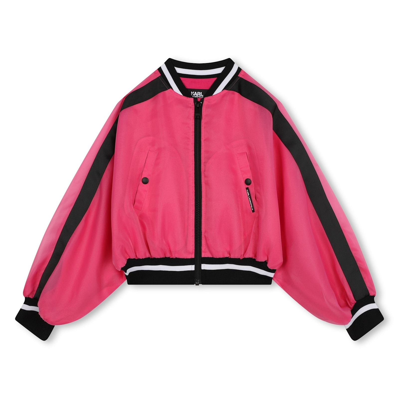 Shop Karl Lagerfeld Striped Bomber In Pink