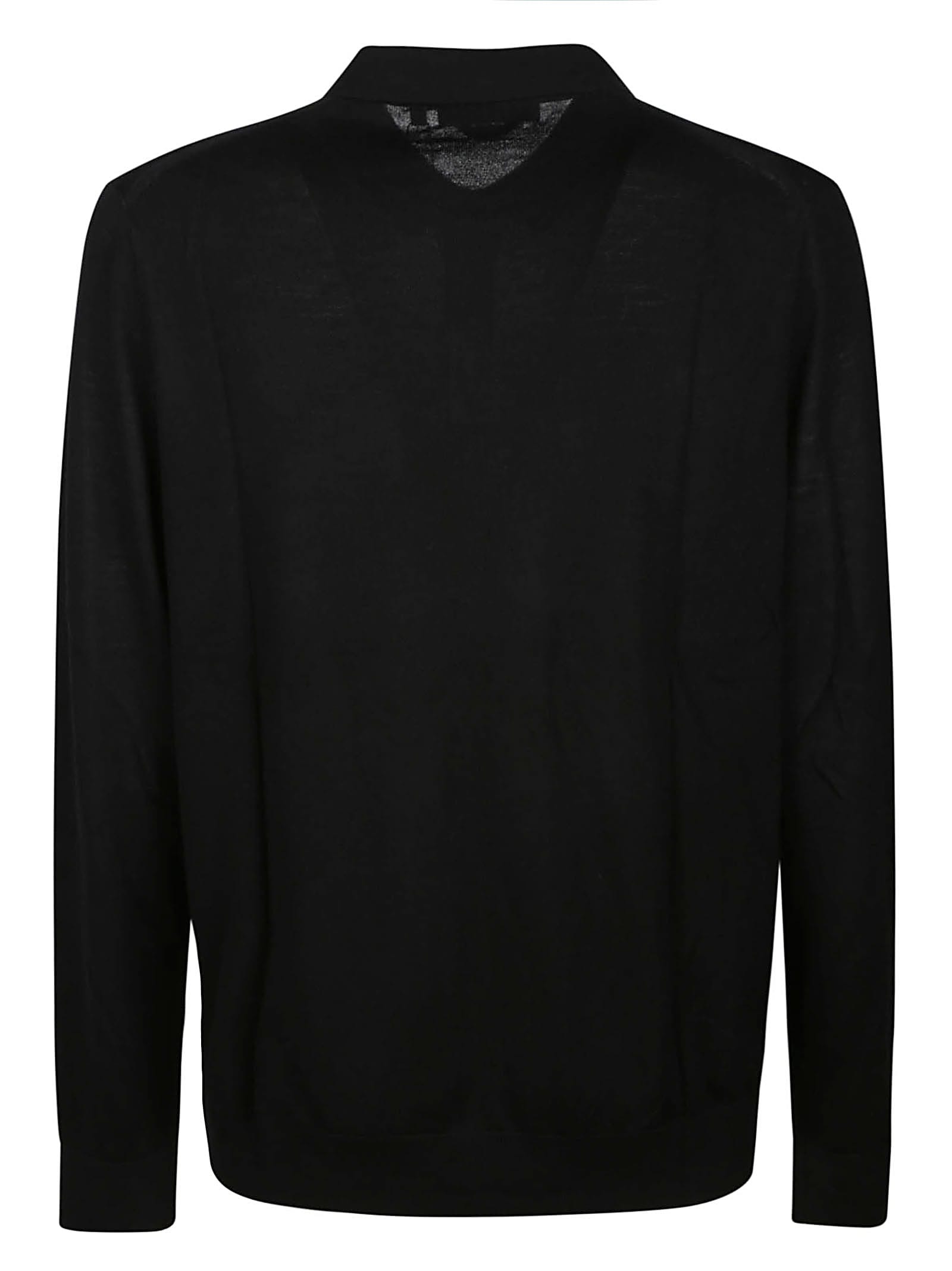 Shop Michael Kors Core Long Sleeve Polo Shirt In Black