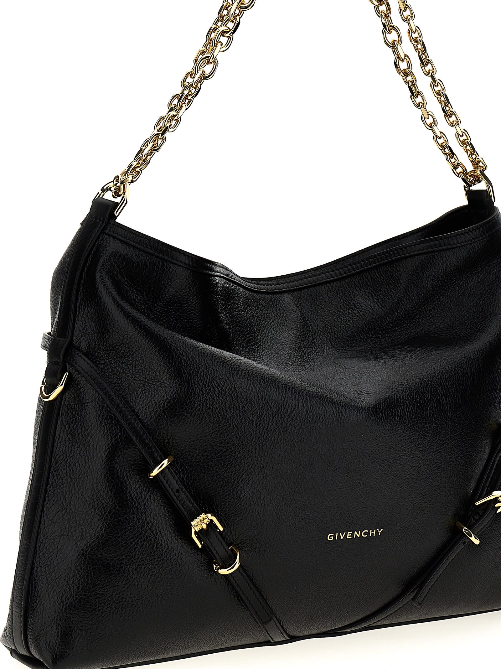 Shop Givenchy Voyou Chain Medium Shoulder Bag In Black