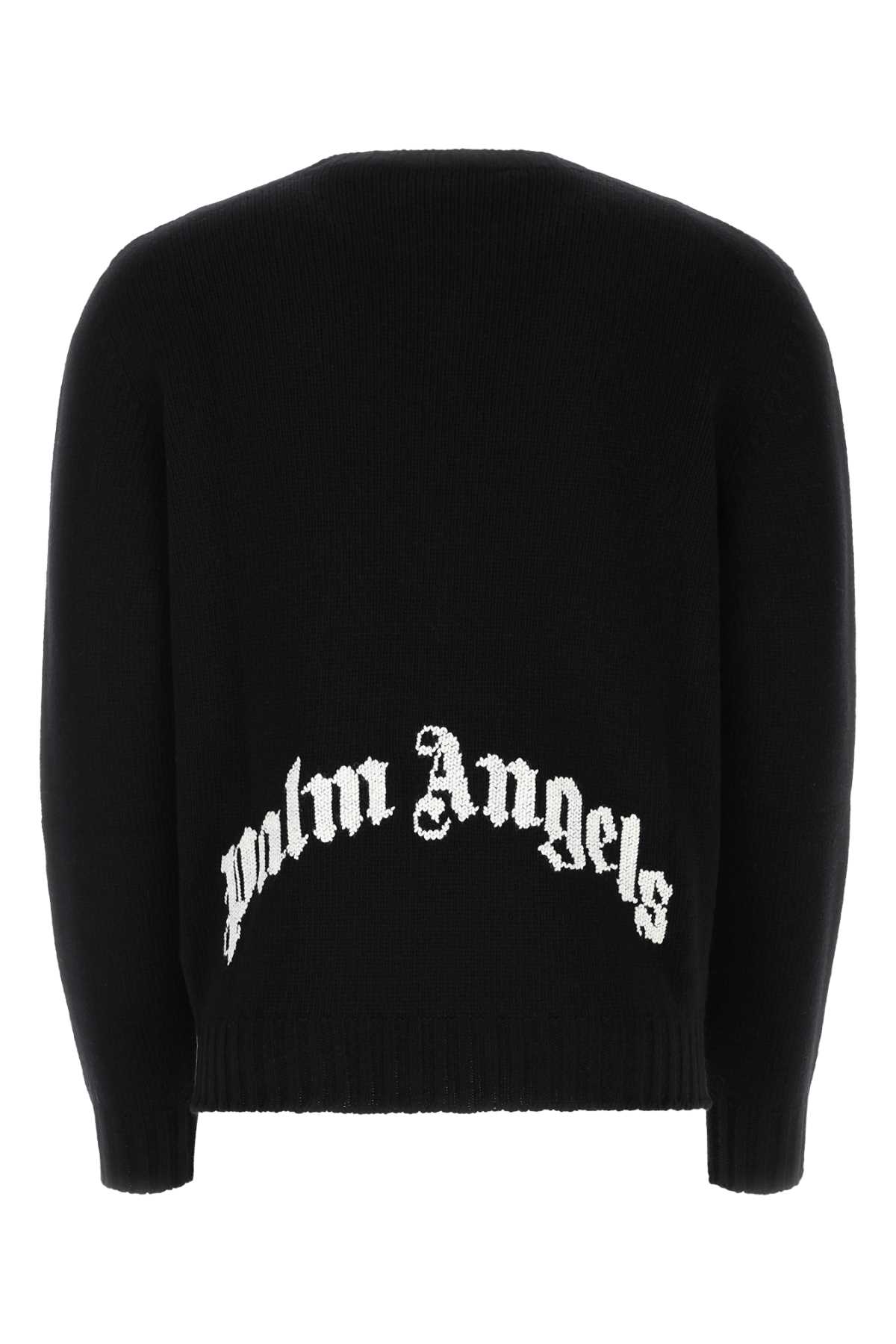 Palm Angels Black Wool Blend Sweater In 1001