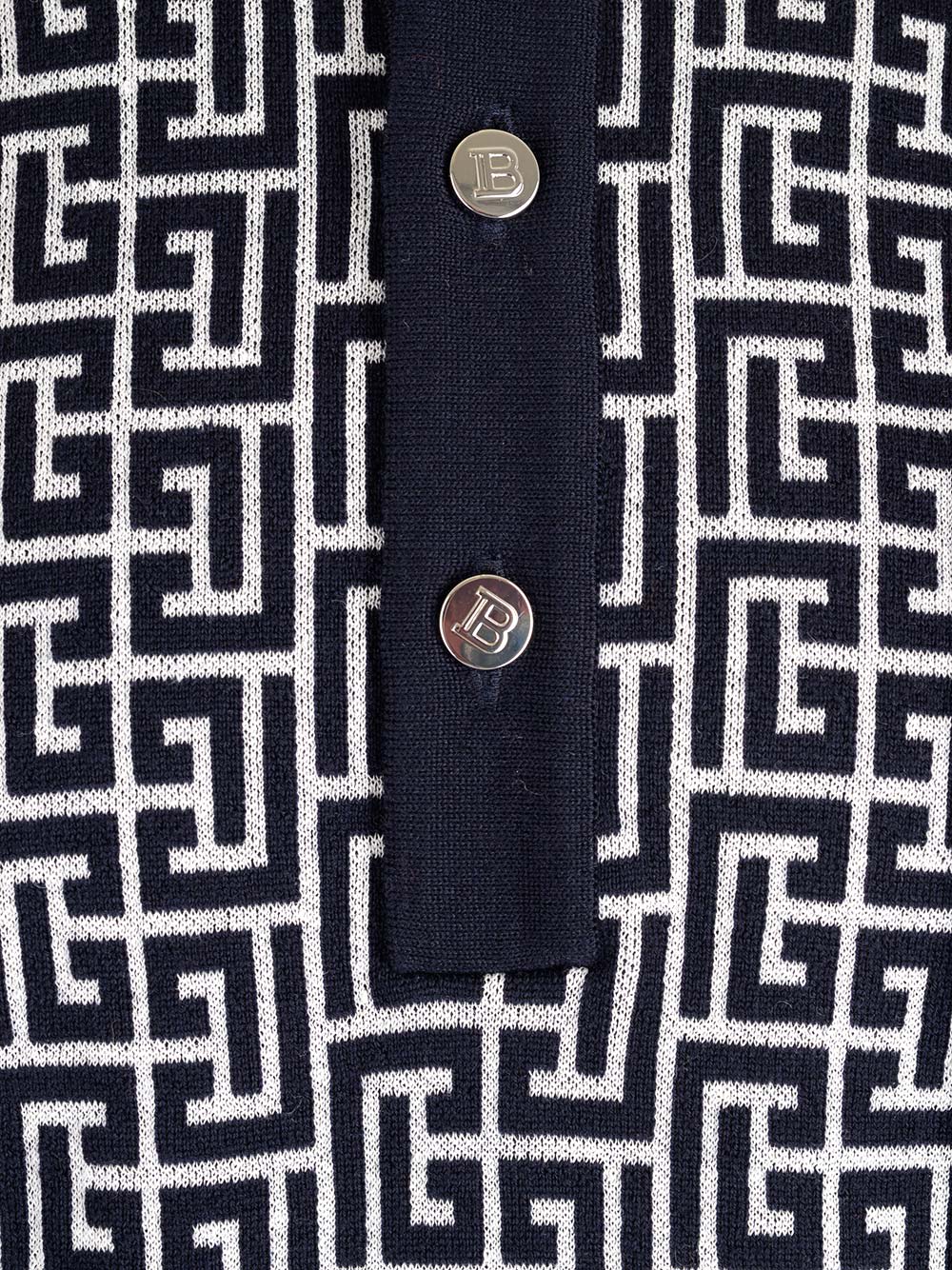 Balmain Monogram Cotton Knit Top - SKU BF1AA035KE67