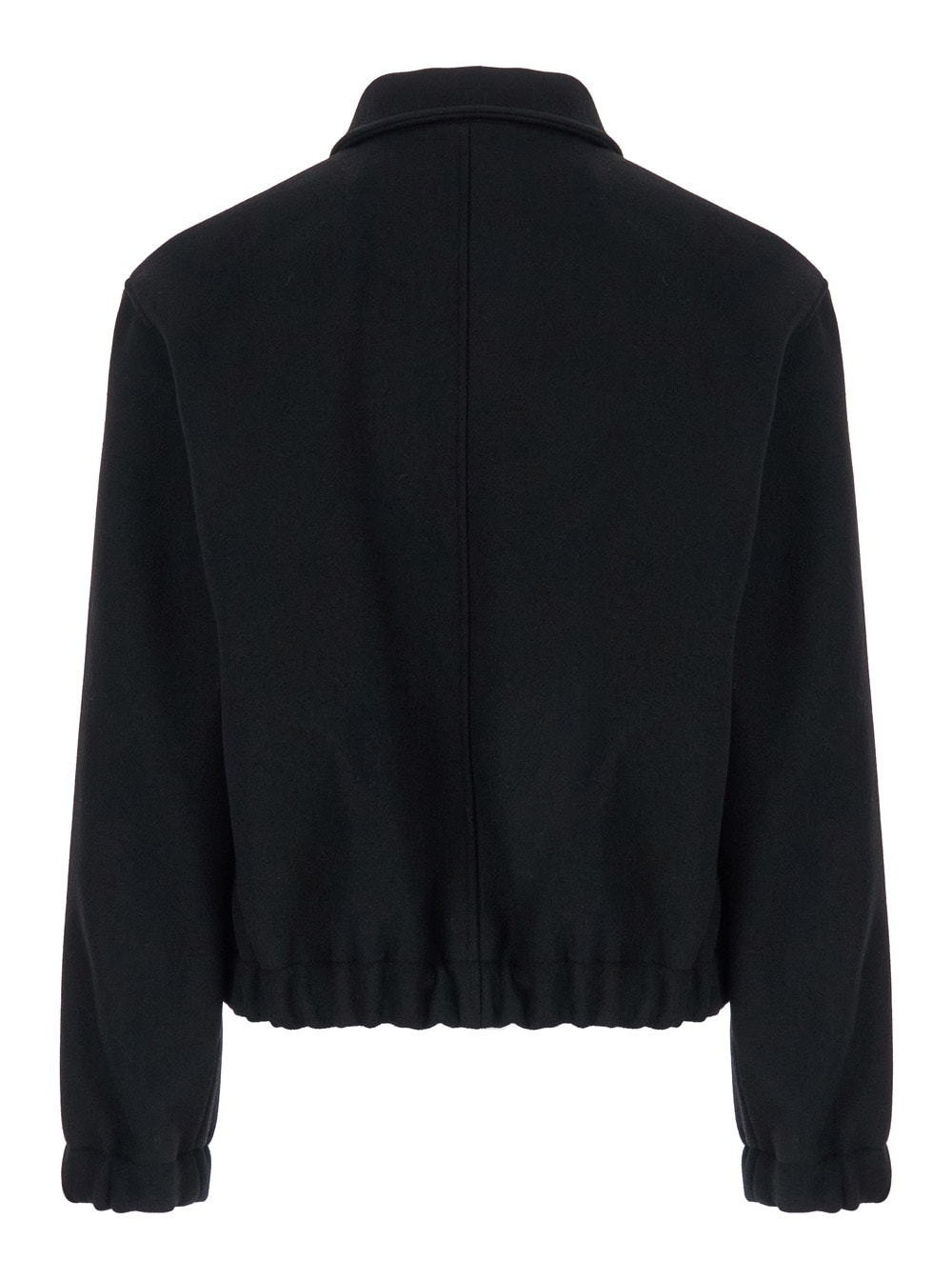 Shop Ami Alexandre Mattiussi Black Crop Jacket With Adc Embroidery In Wool Man