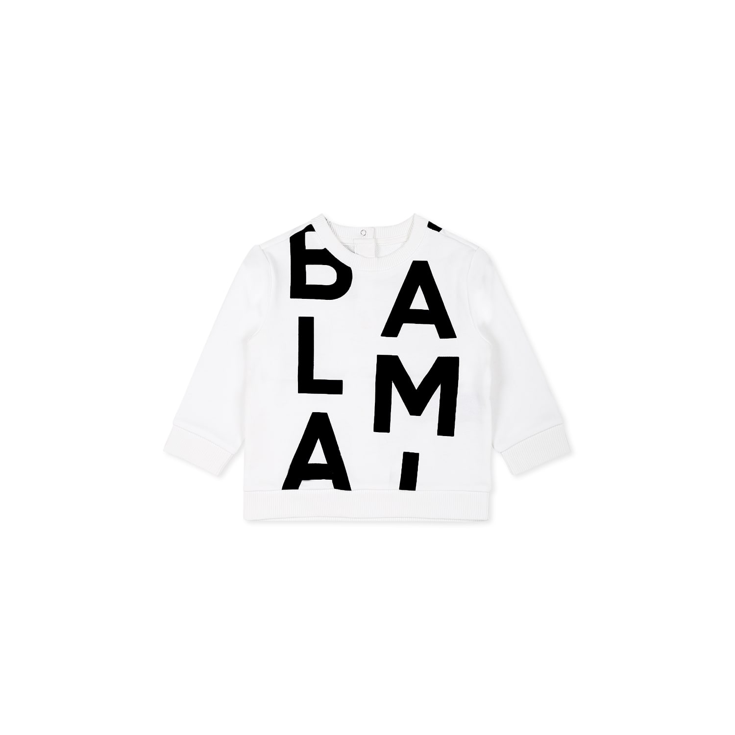 Balmain White Sweatshirt For Babykids With Logo In White