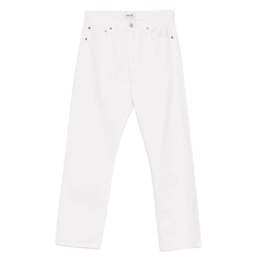 Agolde Five-pocket Denim Trousers In White