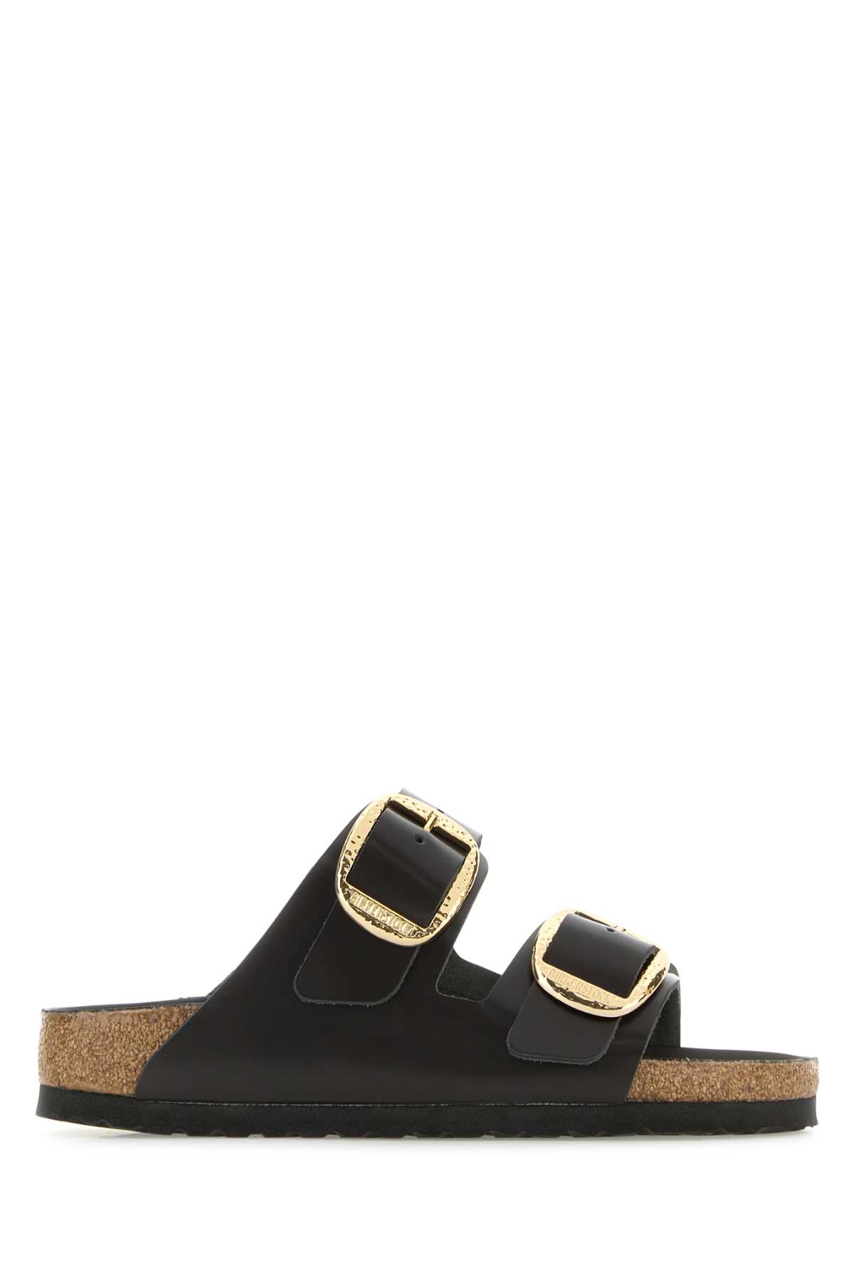 Dark Brown Leather Arizona Big Buckle Slippers