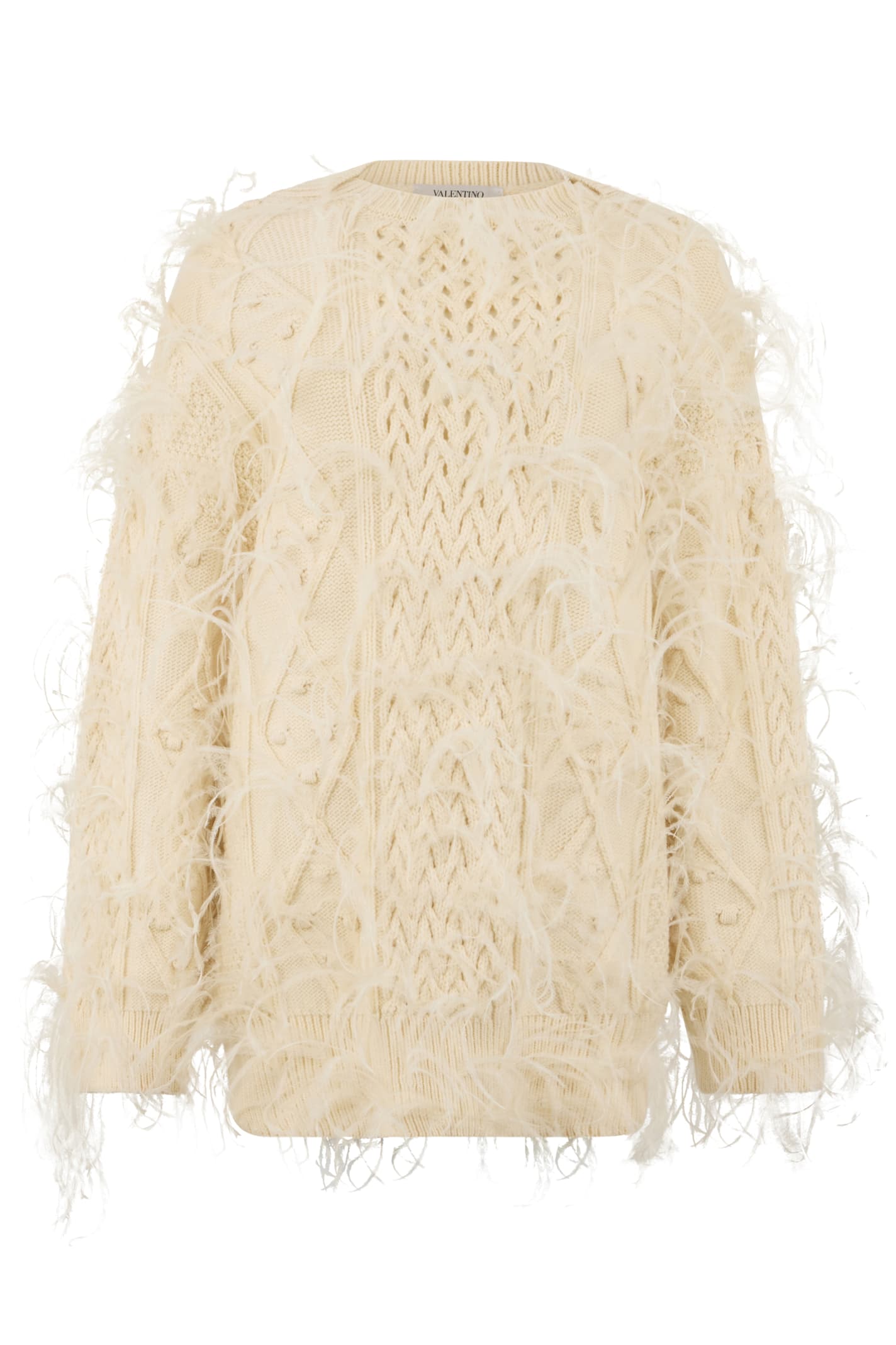 Valentino Sweater With Crew Neck In Virgin Wool In Yellow