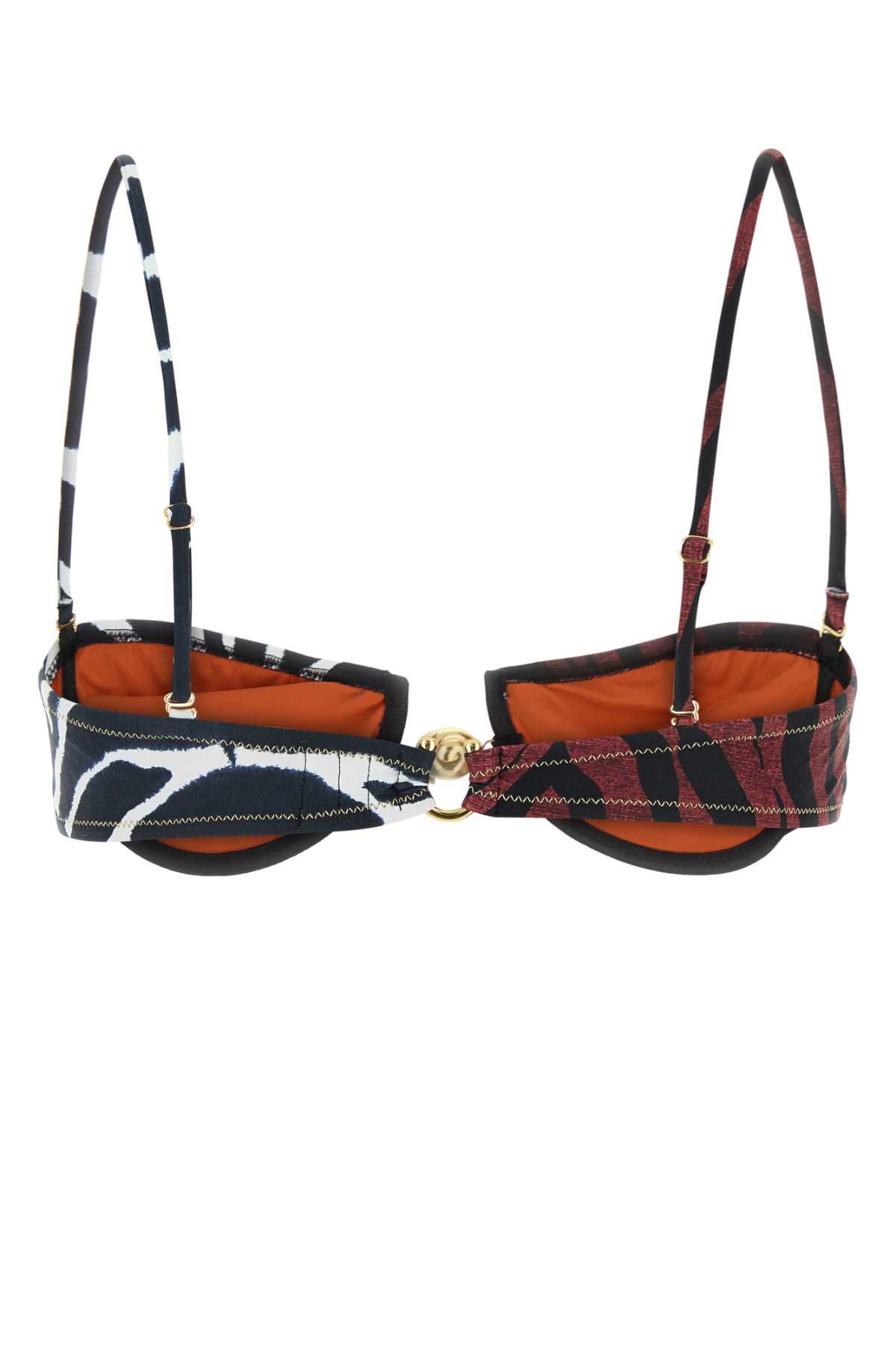 REINA OLGA PRINTED STRETCH NYLON HOMMOND BIKINI TOP