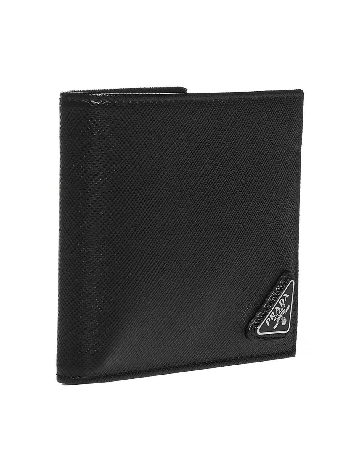 Shop Prada Logo Plaque Bifold Wallet