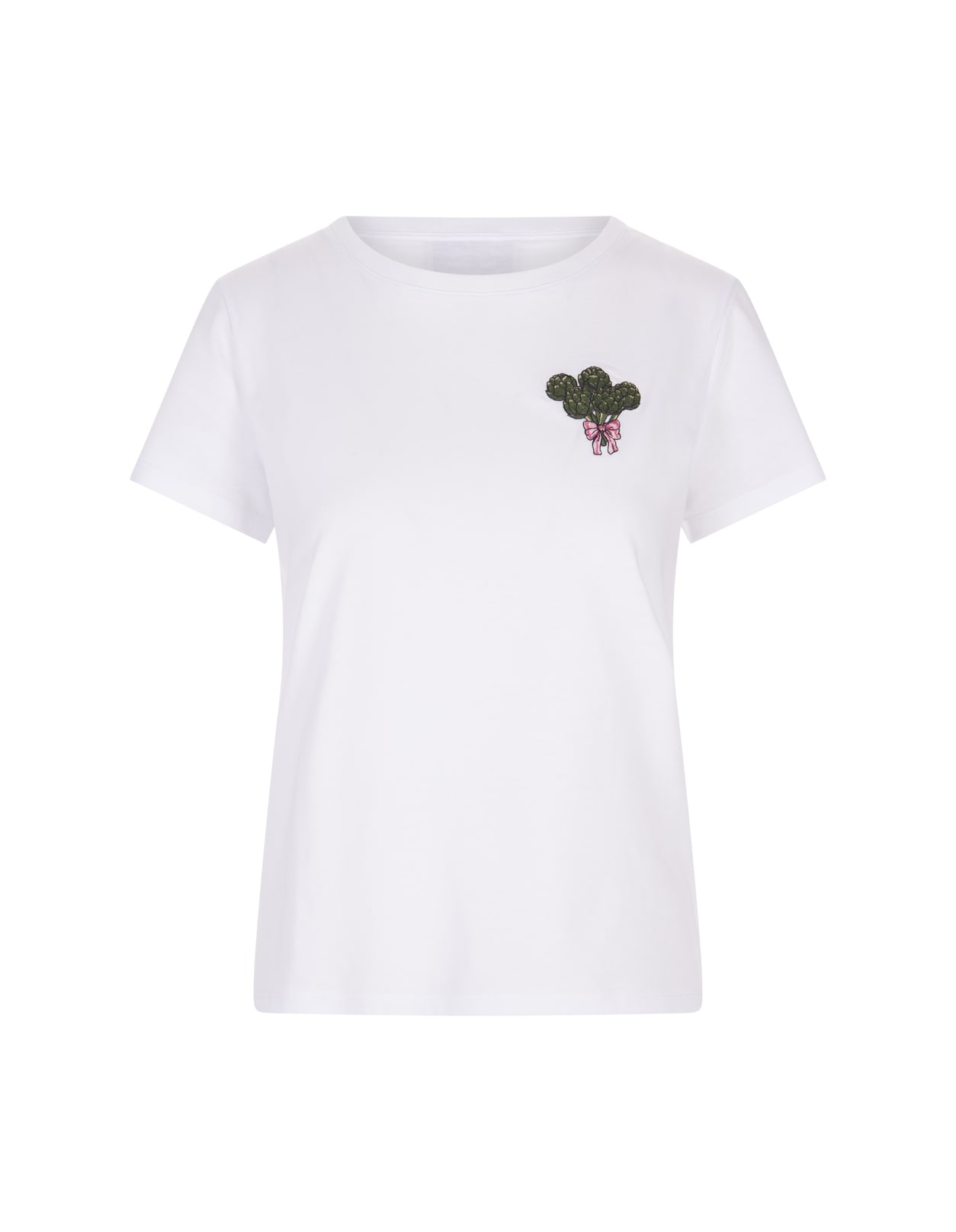 Alessandro Enriquez White T-shirt With Artichoke Embroidery In Bianco