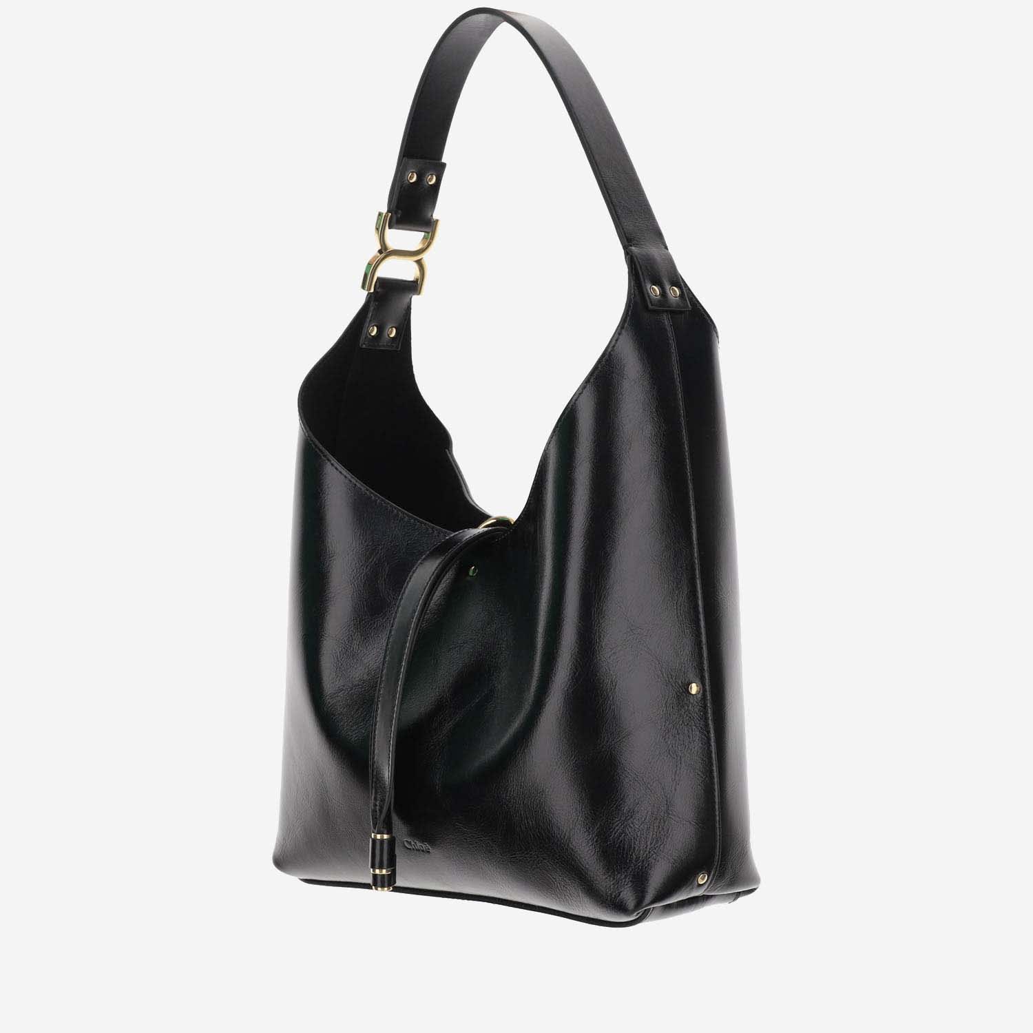 Shop Chloé Marcie Small Leather Hobo Bag In Black