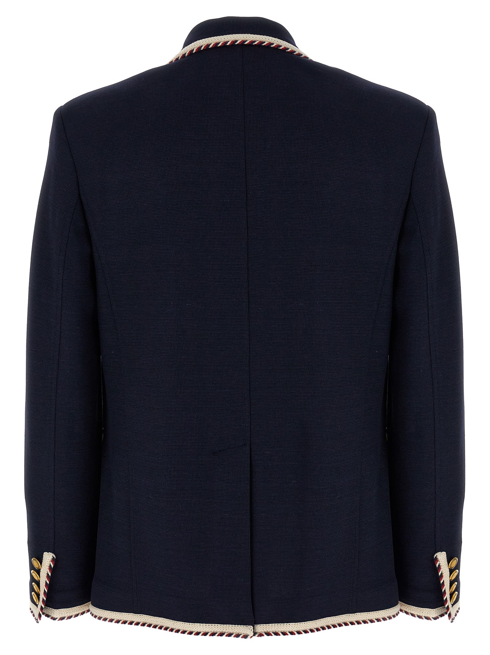Valentino Blue Jersey Blazer With Torchon Piping In Blue