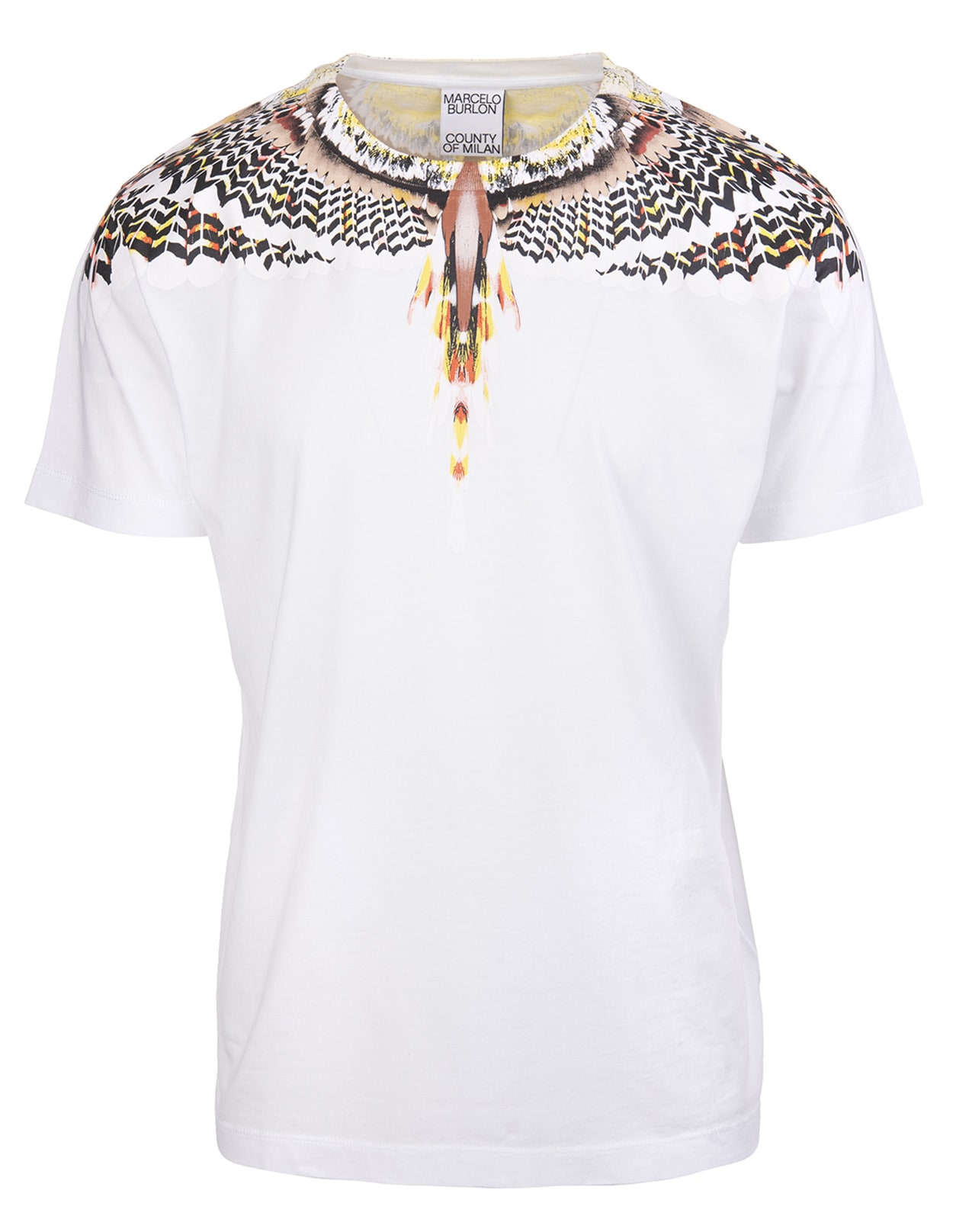 Marcelo Burlon Man White And Yellow Grizzly Wings T-shirt