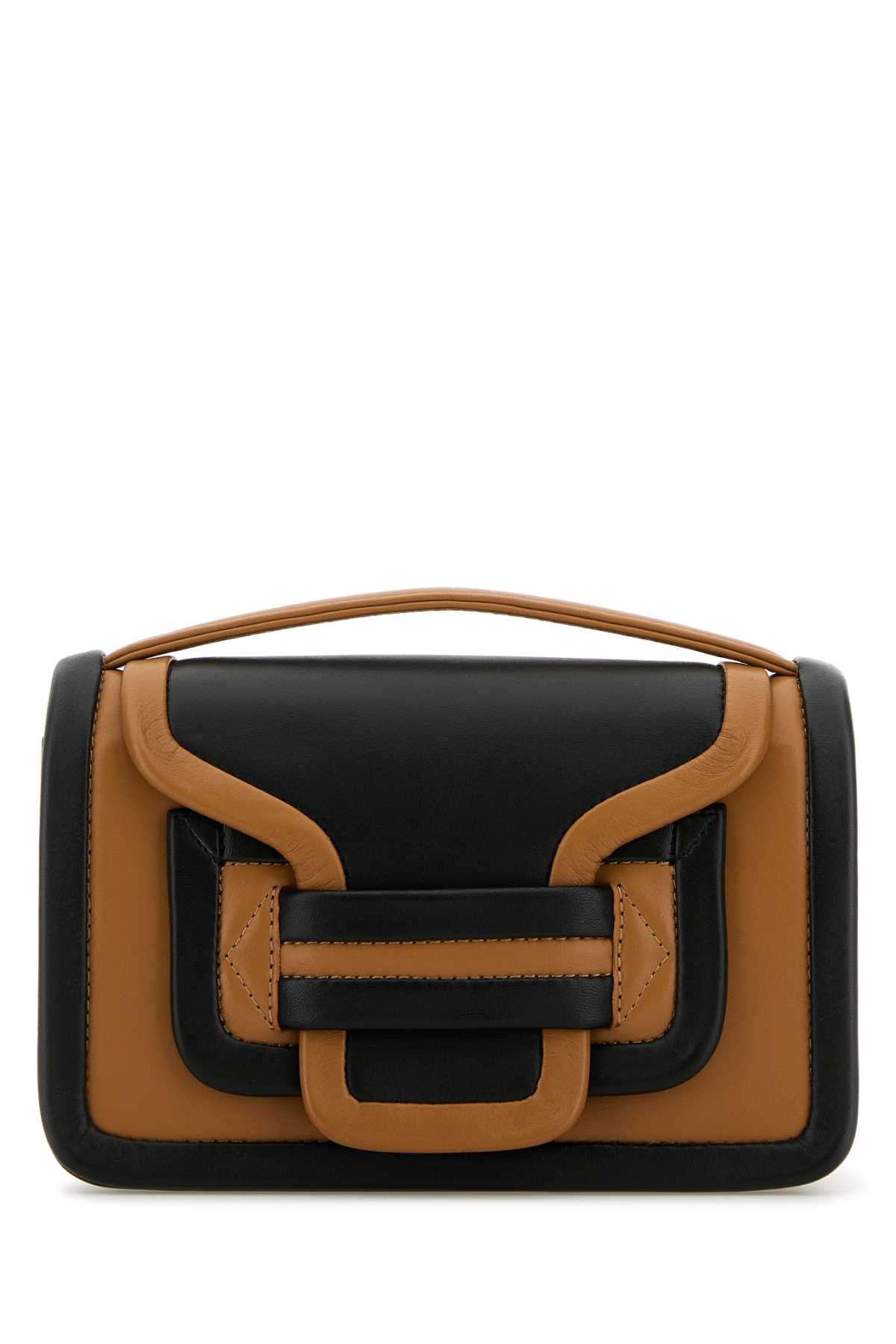 Pierre Hardy Two-tone Leather Alpha Handbag In Cognacblack