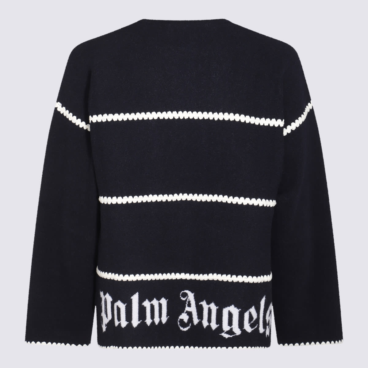 Shop Palm Angels Black Wool Blend Pa Monogram Sweater