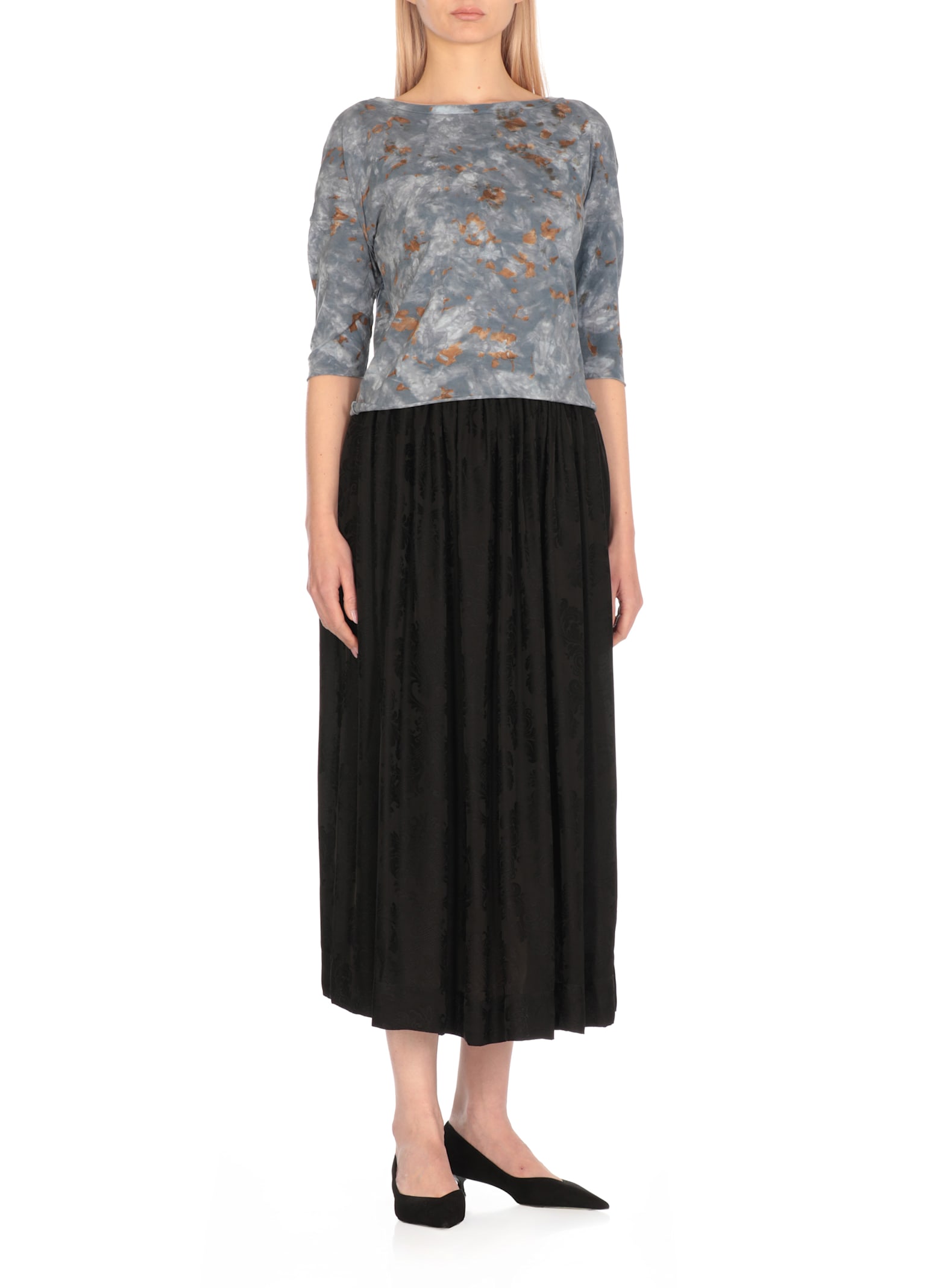 Avant Toi Contrasting Color Pattern Cotton Sweater In Blue