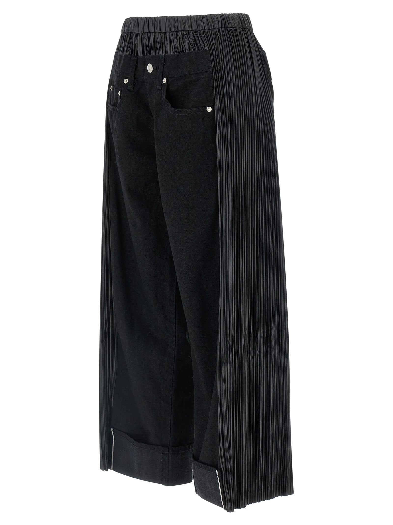 Junya Watanabe Logo-patch Panelled-design Cropped Jeans In Black