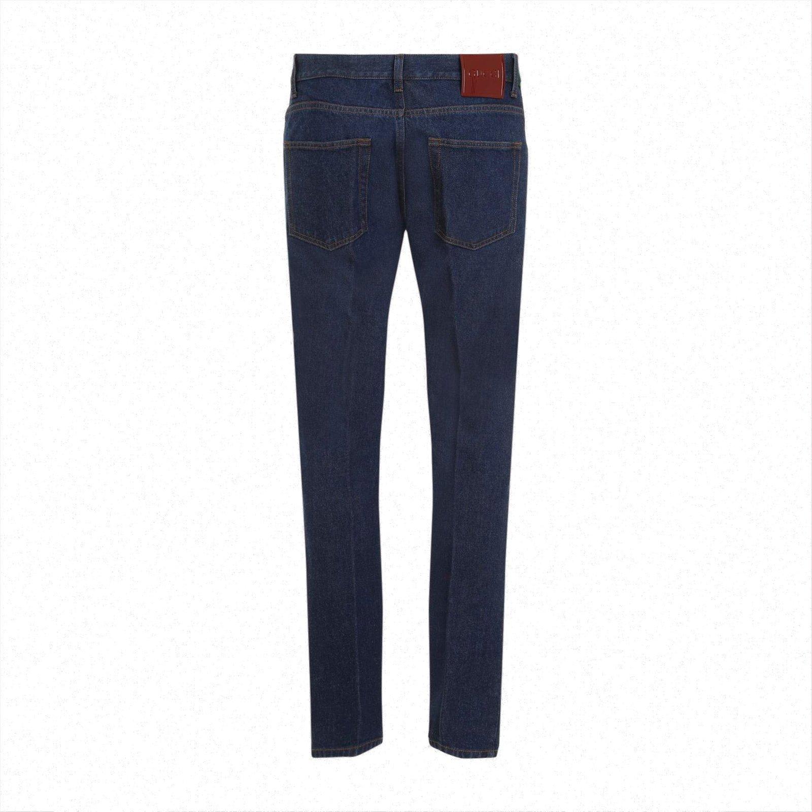 Shop Gucci Tapered Jeans In Blue