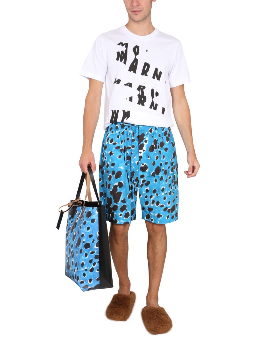 Shop Marni Bermuda Shorts With Pop Dots Print In Baby Blue
