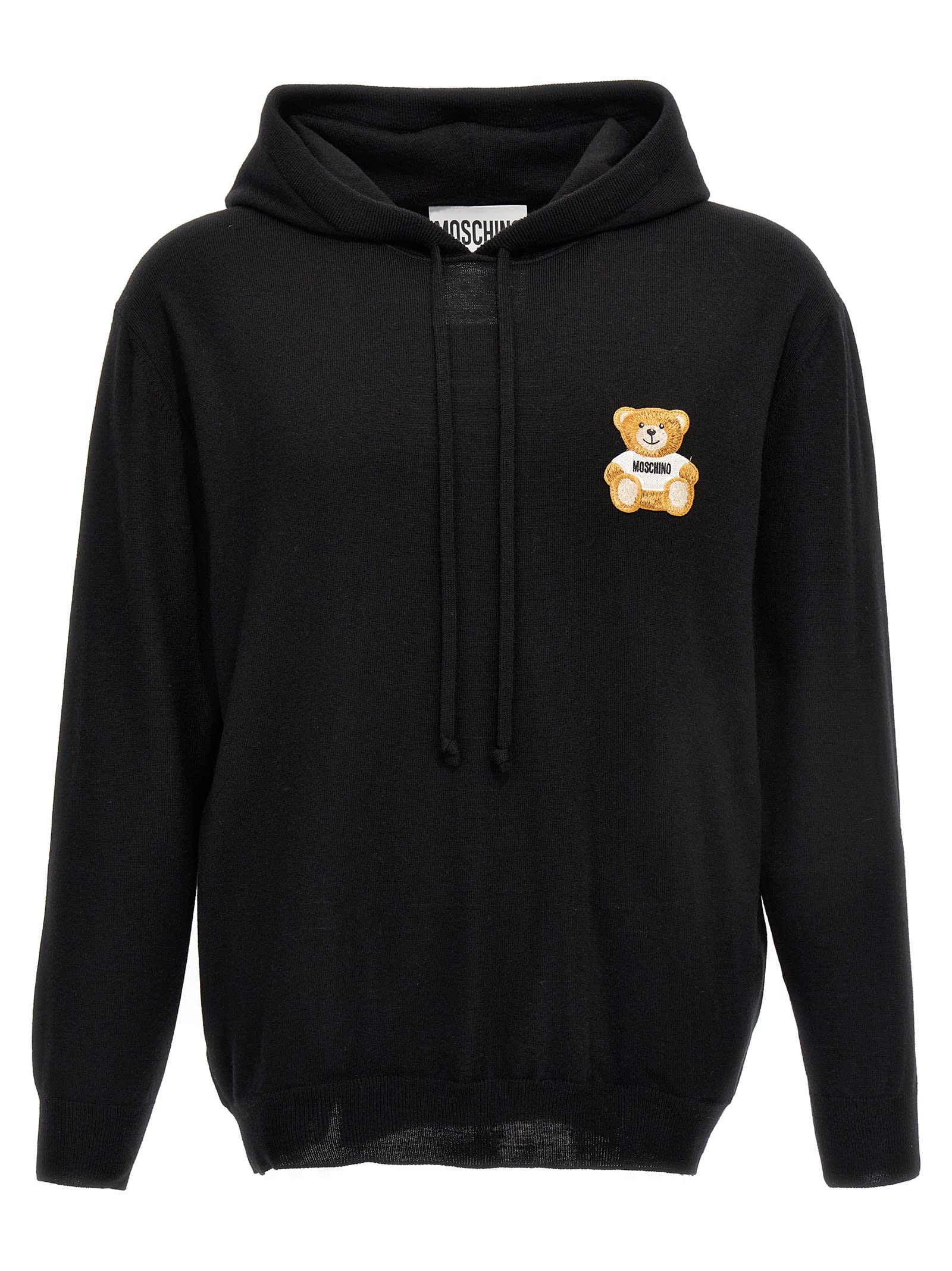 Shop Moschino Teddy Hooded Sweater In Black