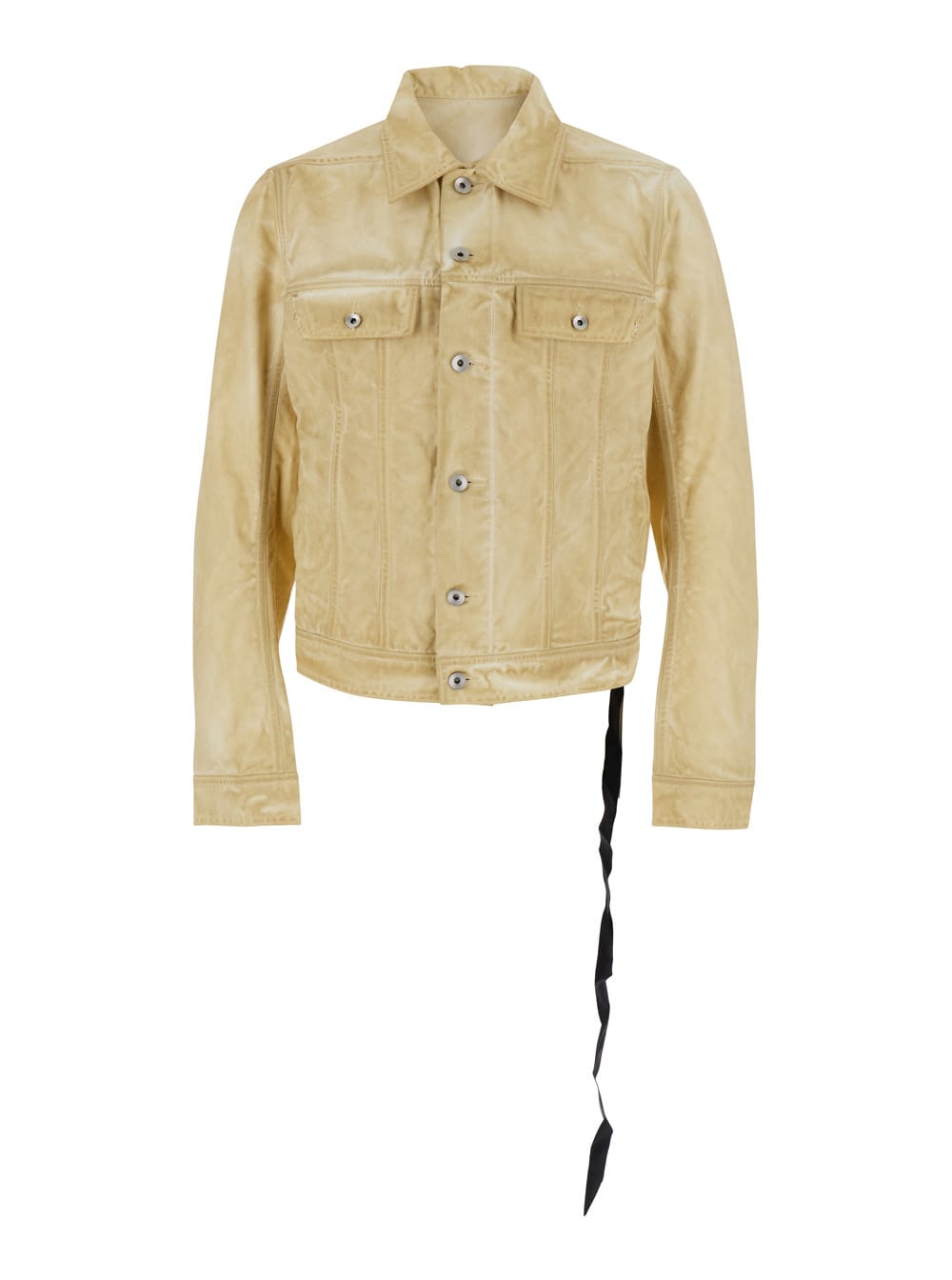 DRKSHDW TRUCKER BEIGE JACKET WITH CLASSIC COLLAR AND DRAWSTRING DETAIL ON THE WAIST IN COTTON MAN