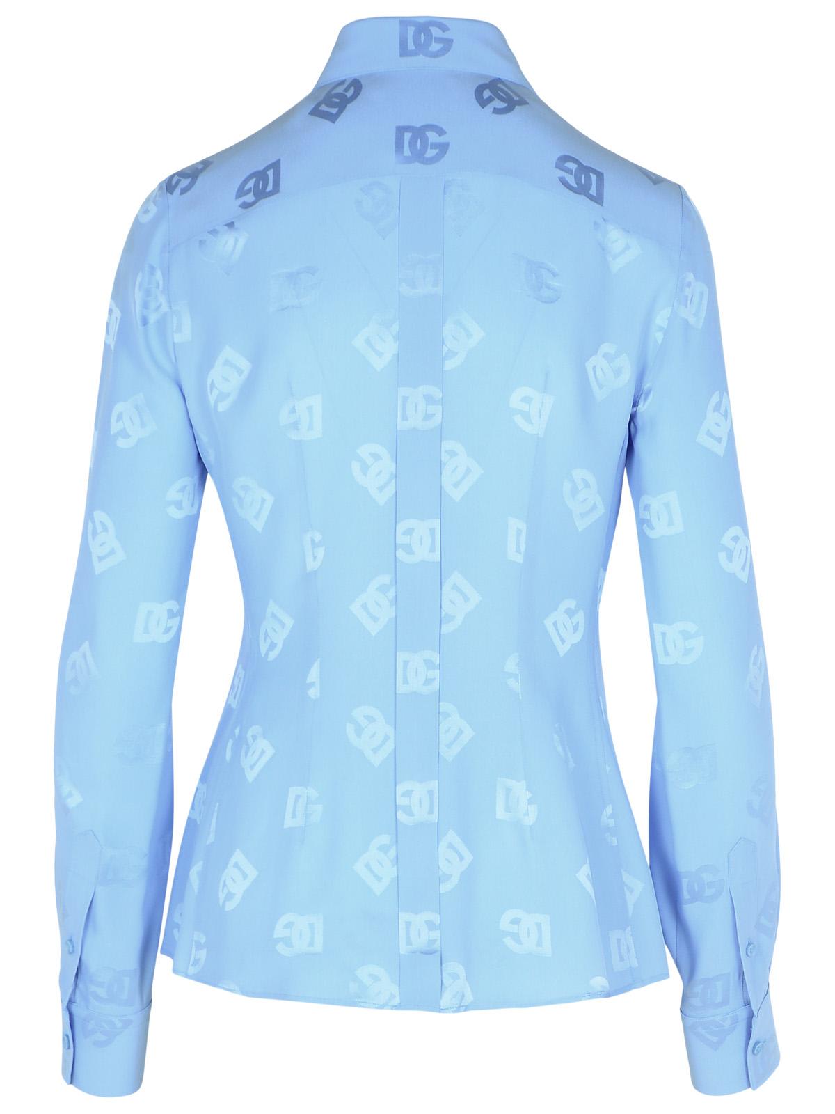 Shop Dolce & Gabbana Light Blue Silk Shirt In Lilla