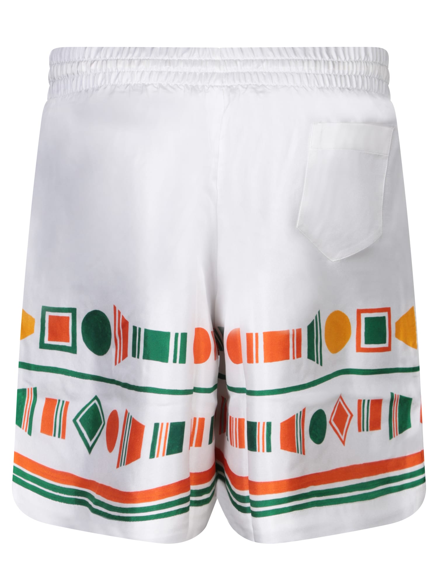 Shop Casablanca White Silk Bermuda Shorts With Patterns