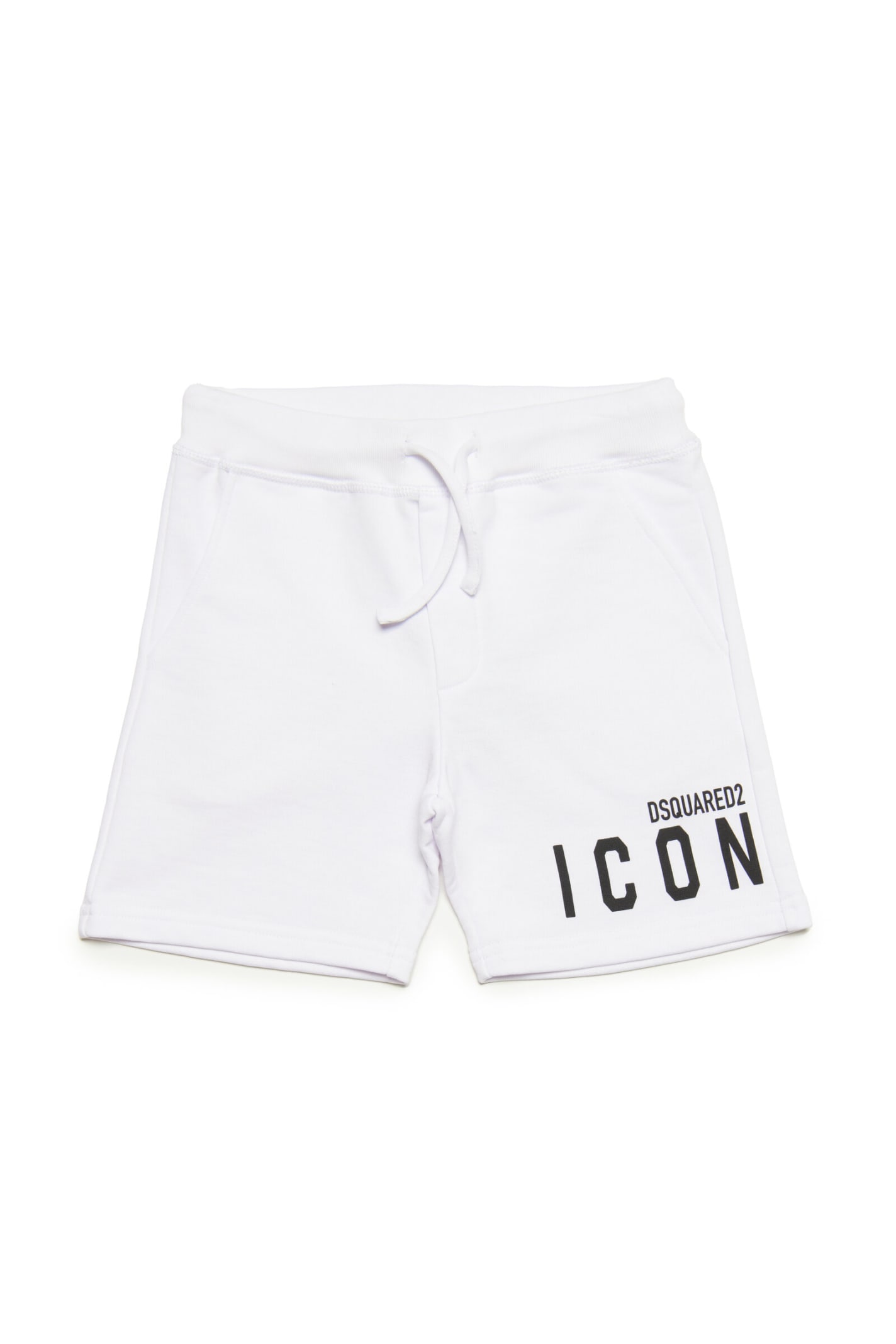 DSQUARED2 D2P602U-ICON SHORTS DSQUARED WHITE COTTON SHORTS WITH ICON LOGO