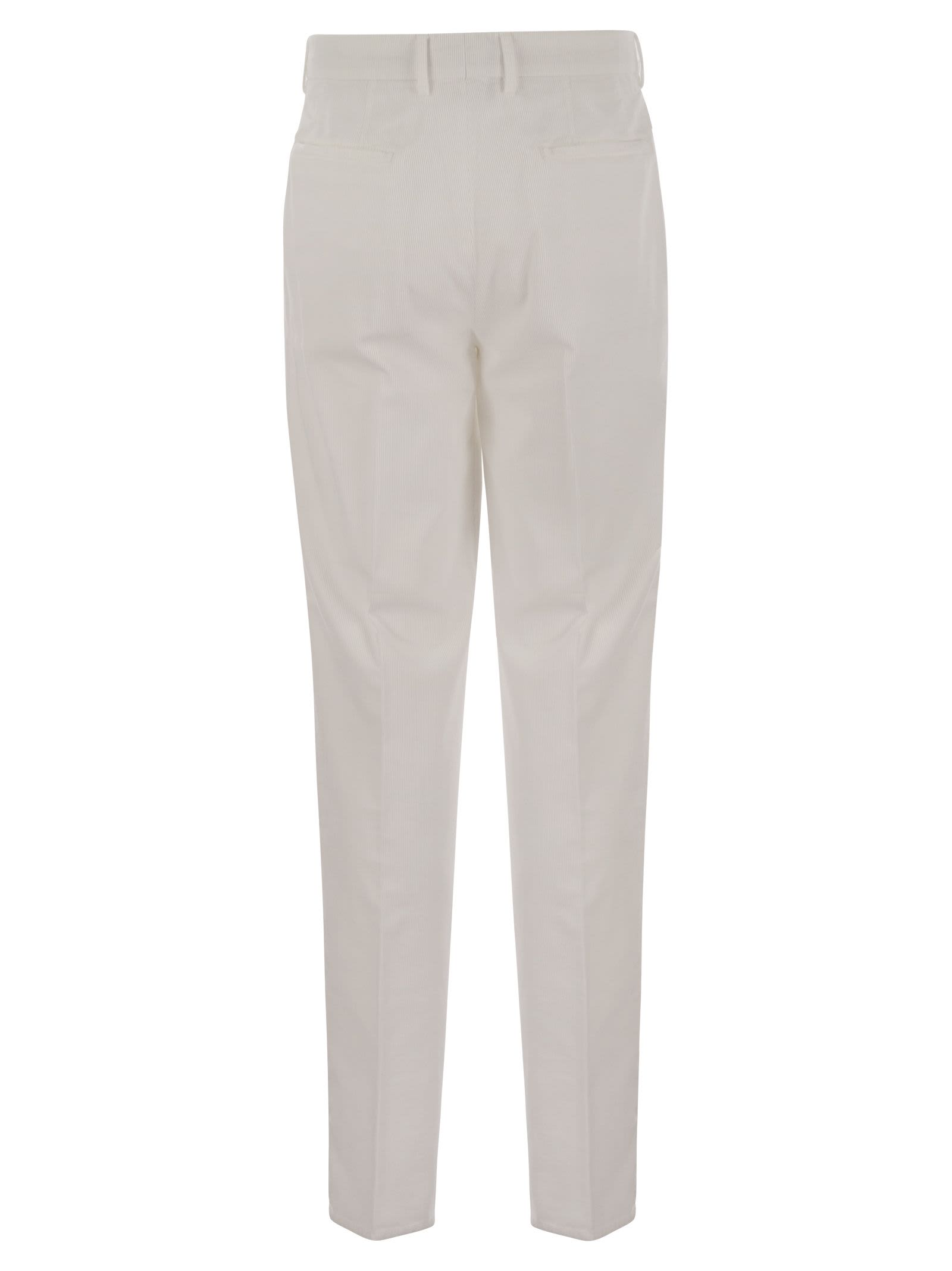Brunello Cucinelli Leisure Fit Trousers In Garment Dyed Cotton Corduroy With Double Darts