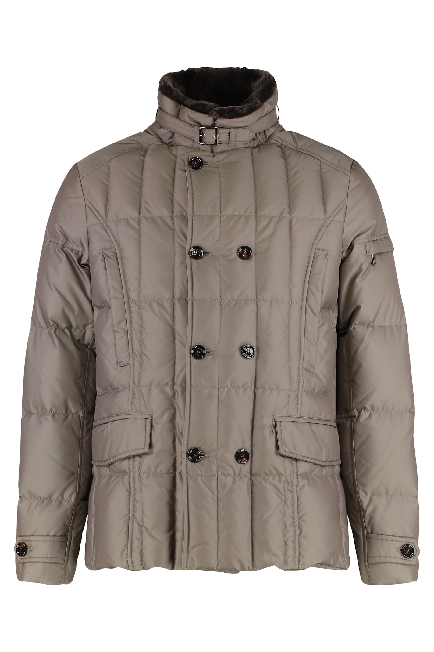 Moorer Siro Zip And Button Fastening Down Jacket In Brown
