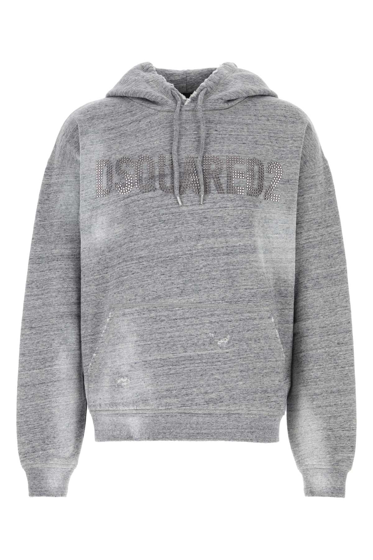 Shop Dsquared2 Grey Cotton Sweatshirt In Greymelange