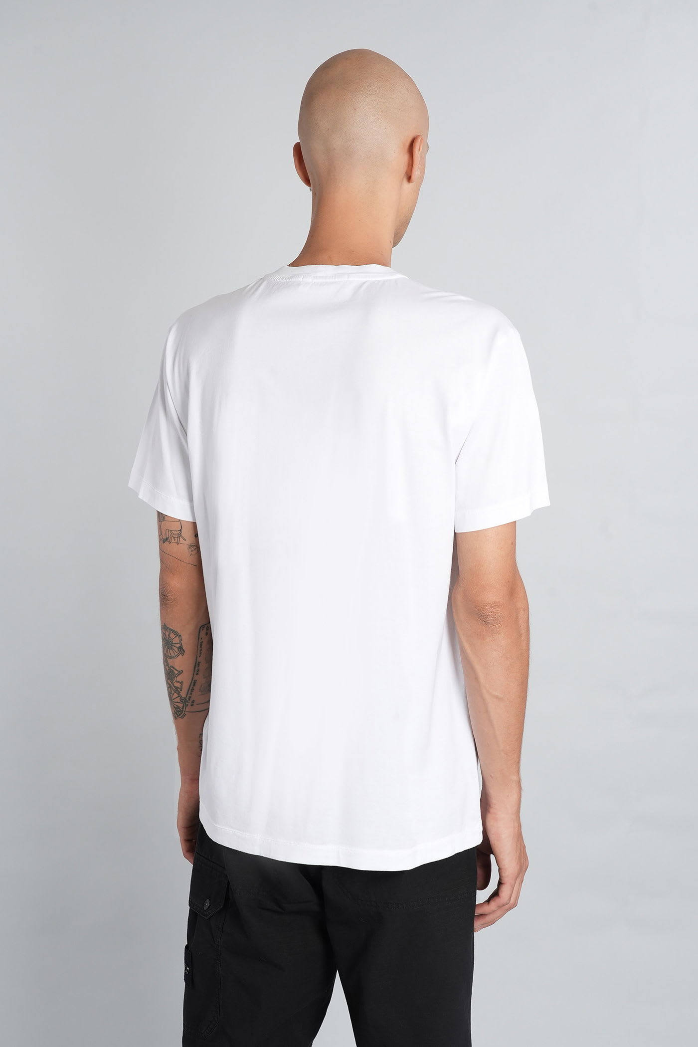 Stone Island White Short-sleeve T-shirt With Compass Patch In White