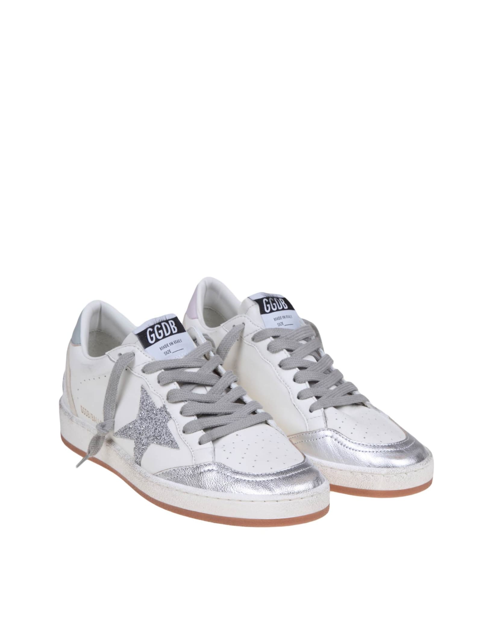 Golden Goose Ball-star Sneakers In White/silver