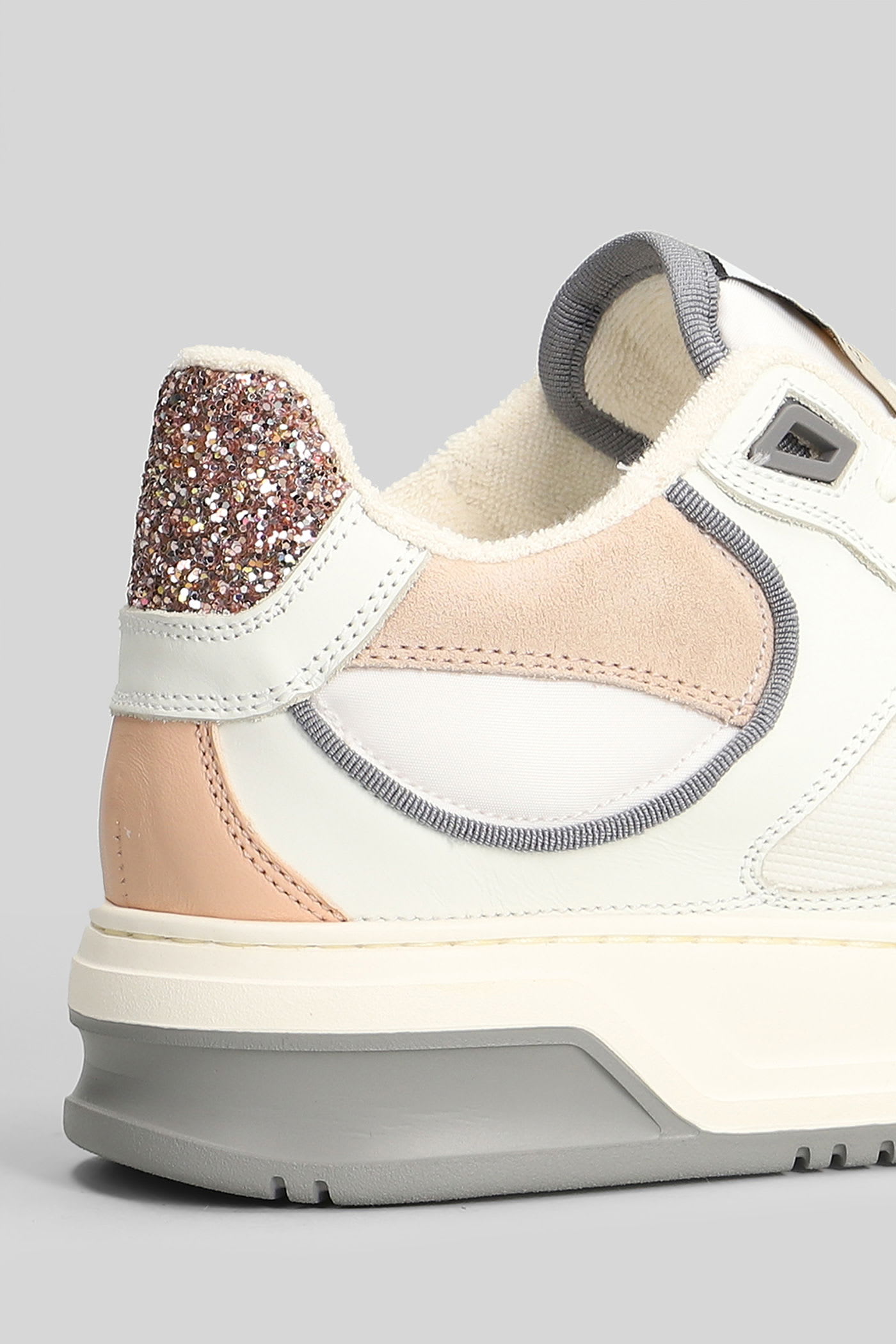 Ama Brand Sneakers In White Suede And Leather In Multi