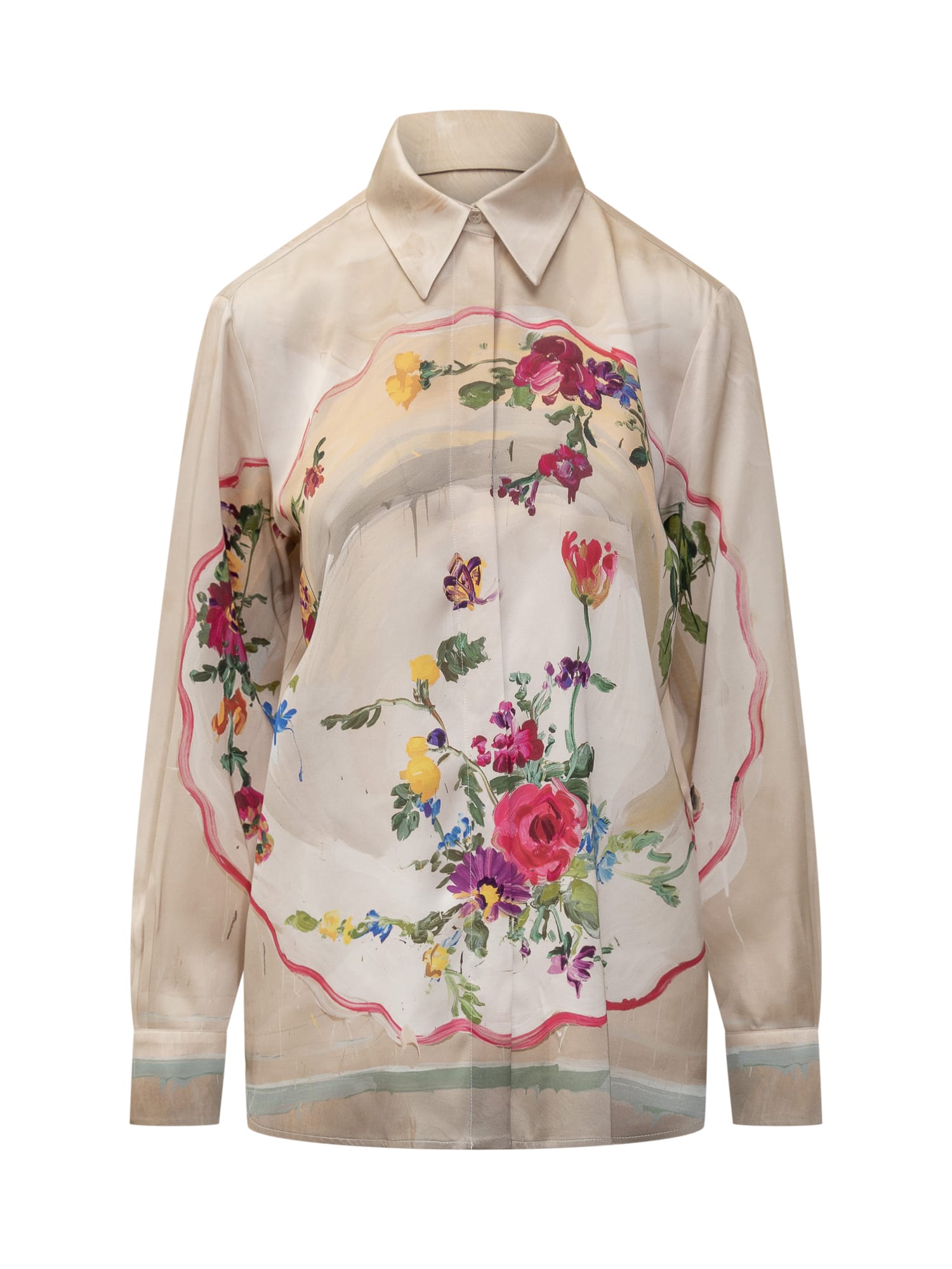 Shop Msgm Shirt In Beige