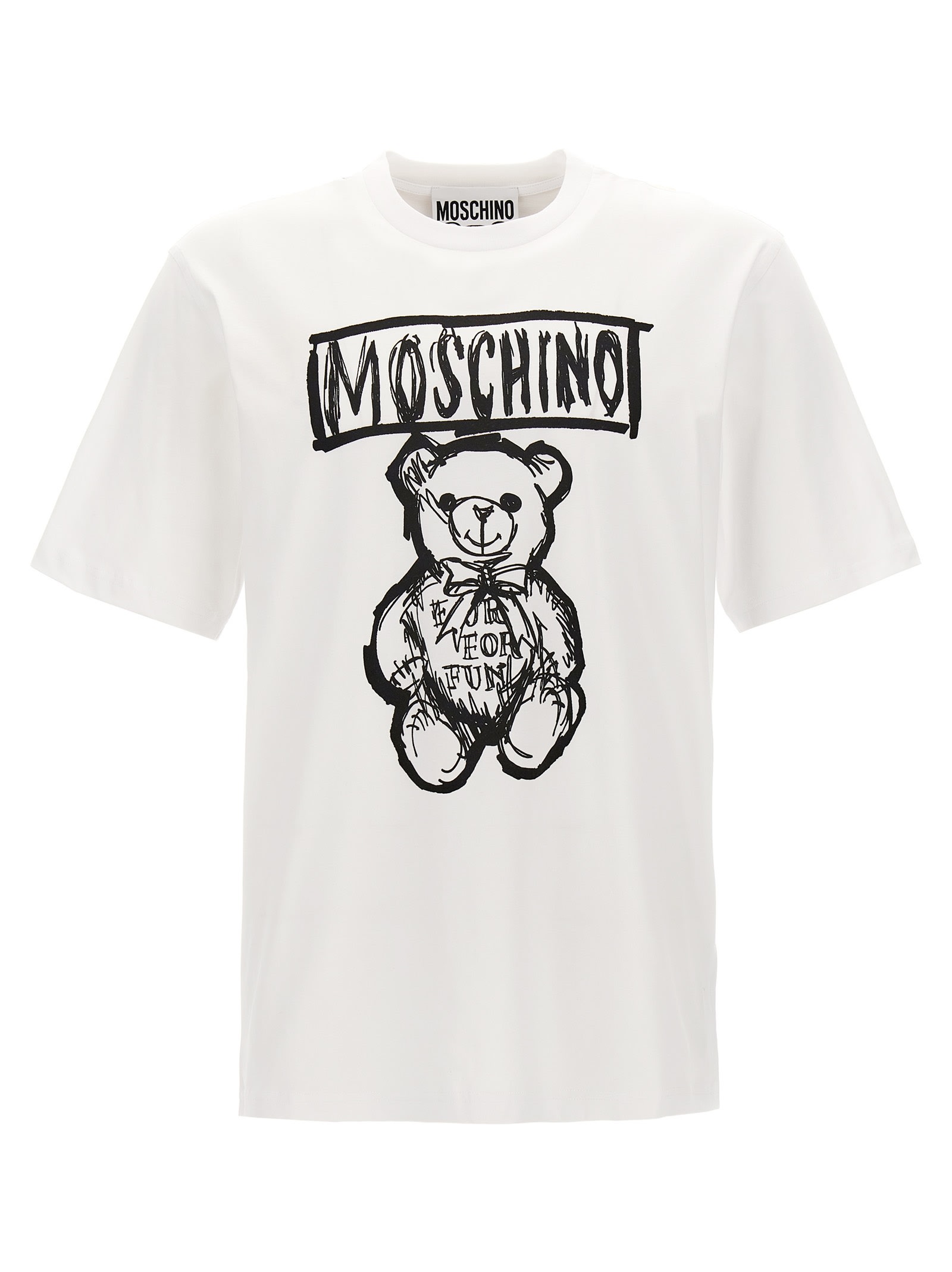 Shop Moschino Logo Print T-shirt In White/black