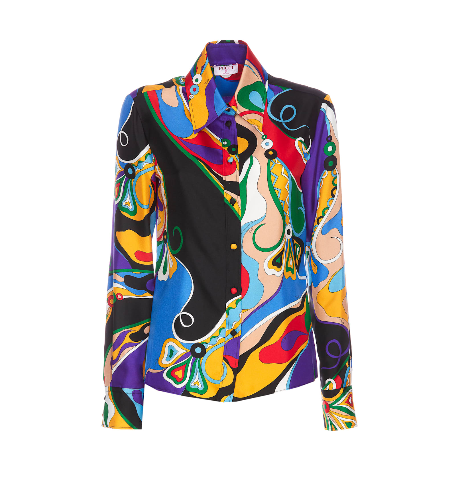 Shop Pucci Orchidea Print Silk Shirt In Multicolour