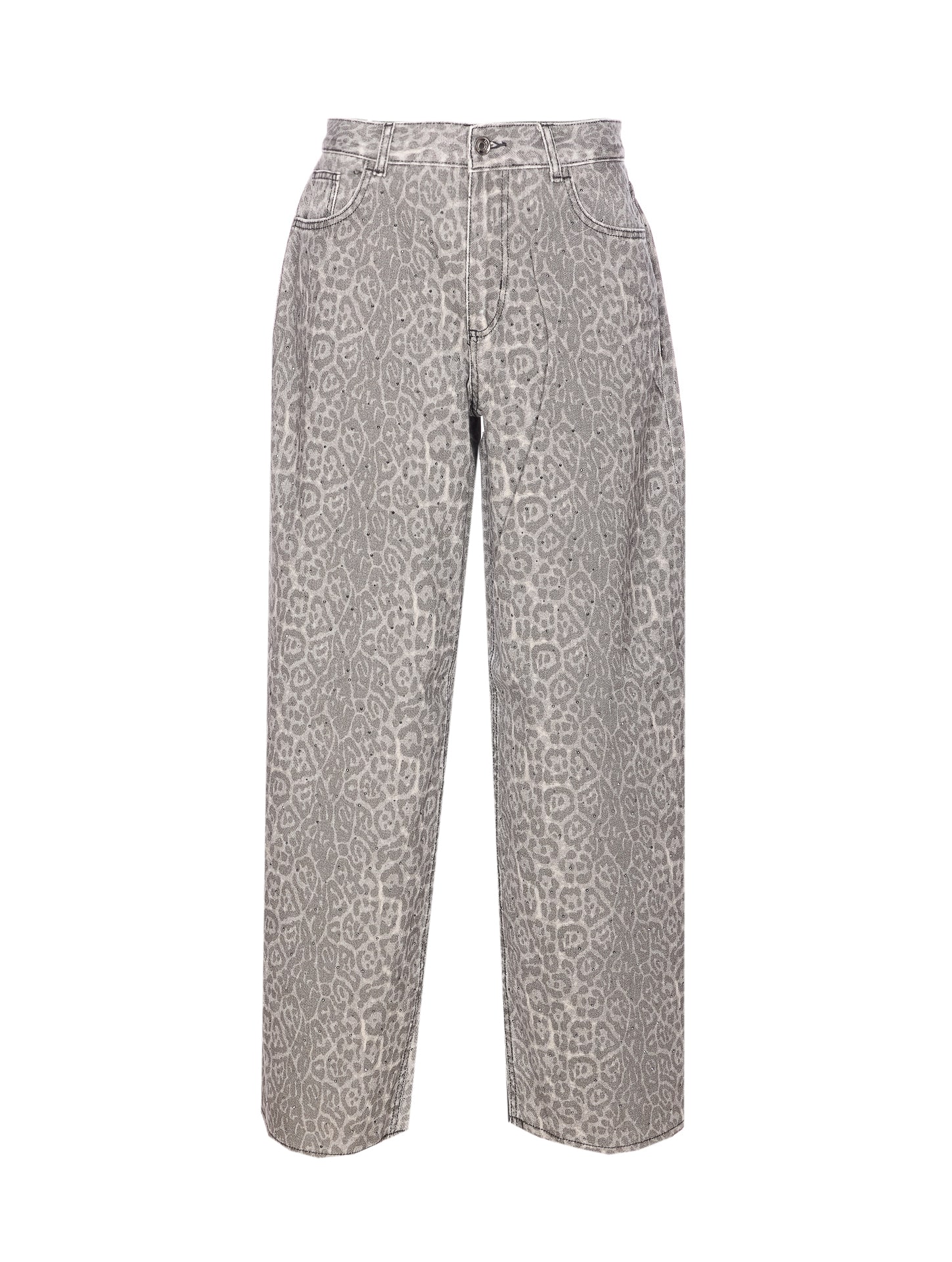 Liu •jo Animal Print Jeans With Pockets And Strass In Brown