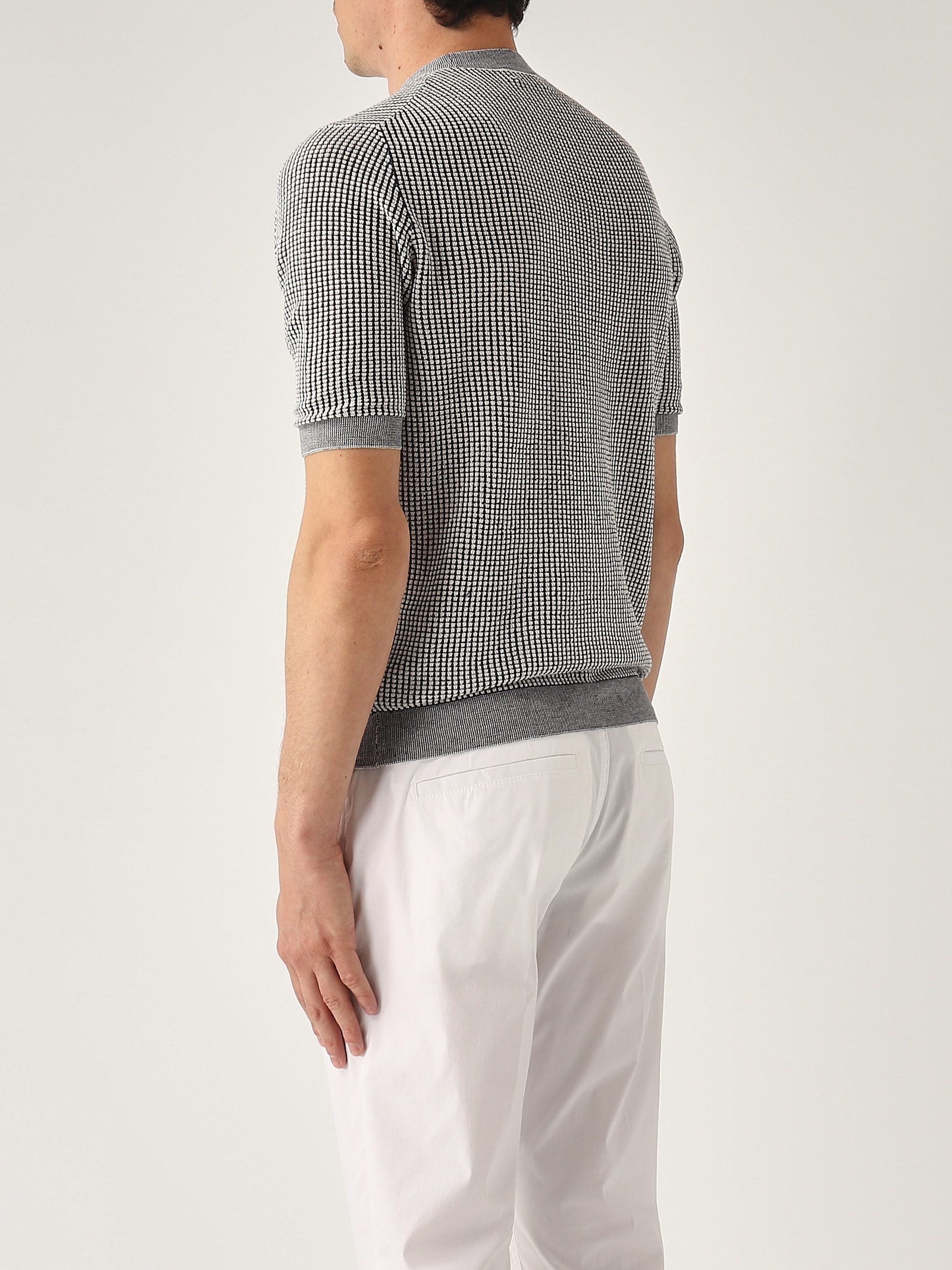 Ballantyne Pullover M/c Punto Waffle Sweater In Blu-bianco