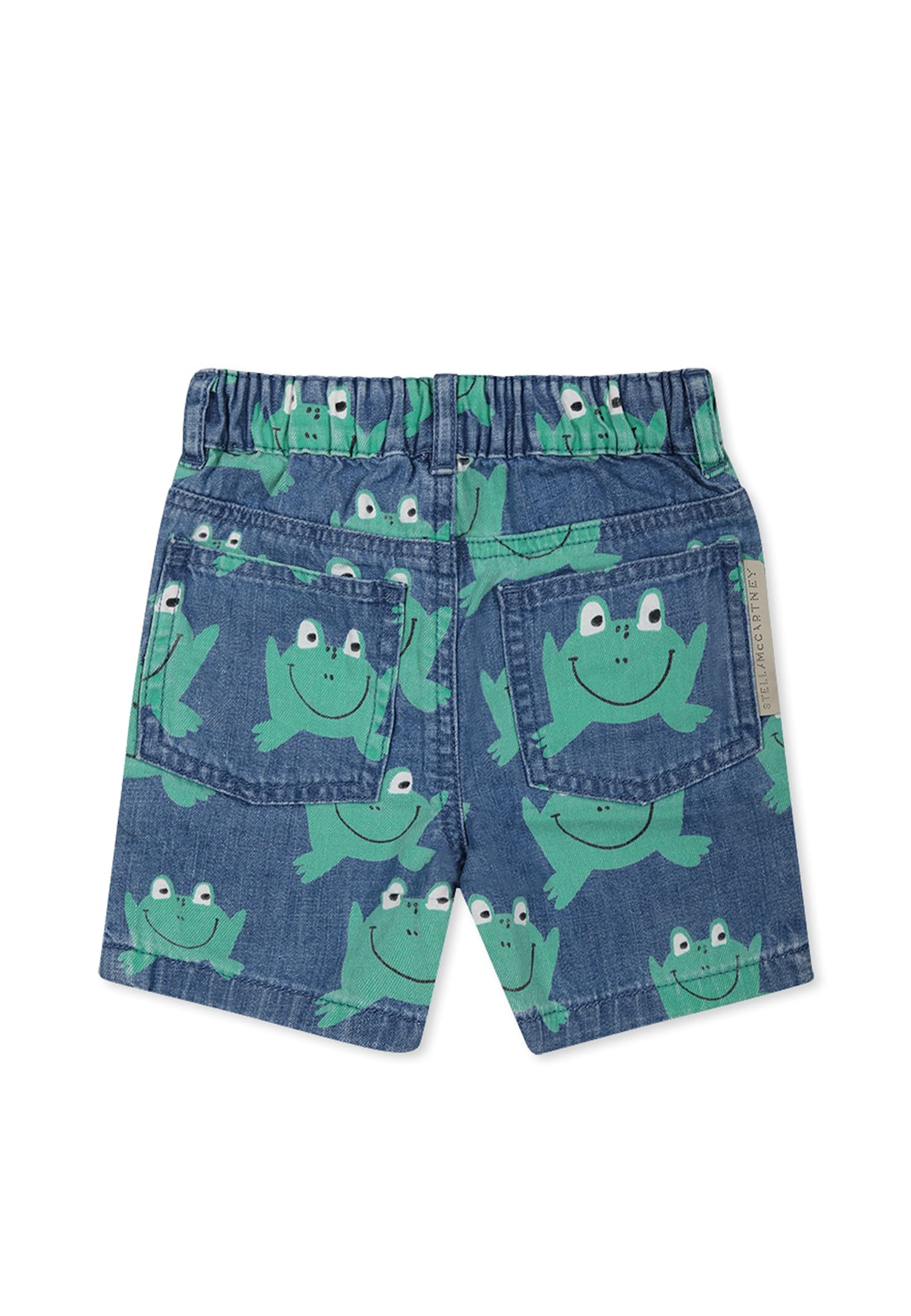 Stella Mccartney Blue Shorts For Baby Boy With Frogs In Denim
