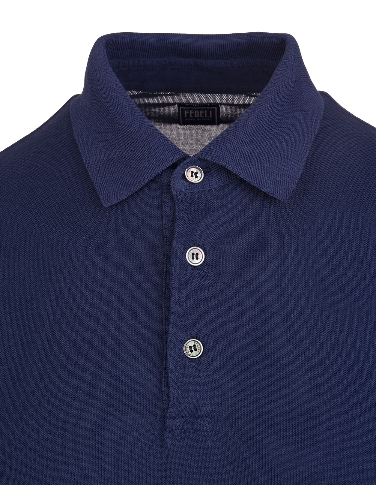 Shop Fedeli Dark Blue Polo Shirt In Light Piqué Cotton